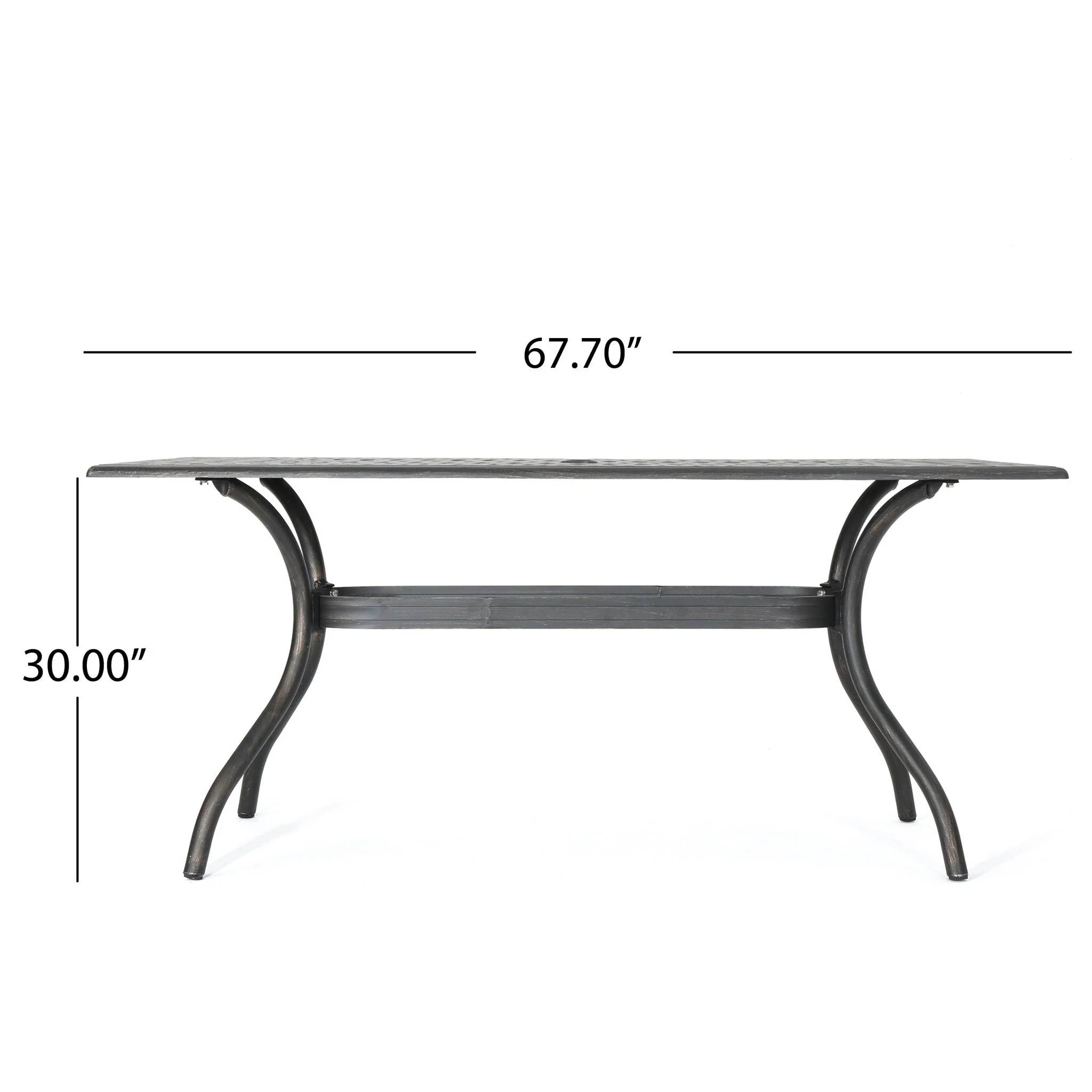Enchantia Outdoor Rectangular Dining Table with Weave Tabletop and Flared Legs - Copper - Image 4