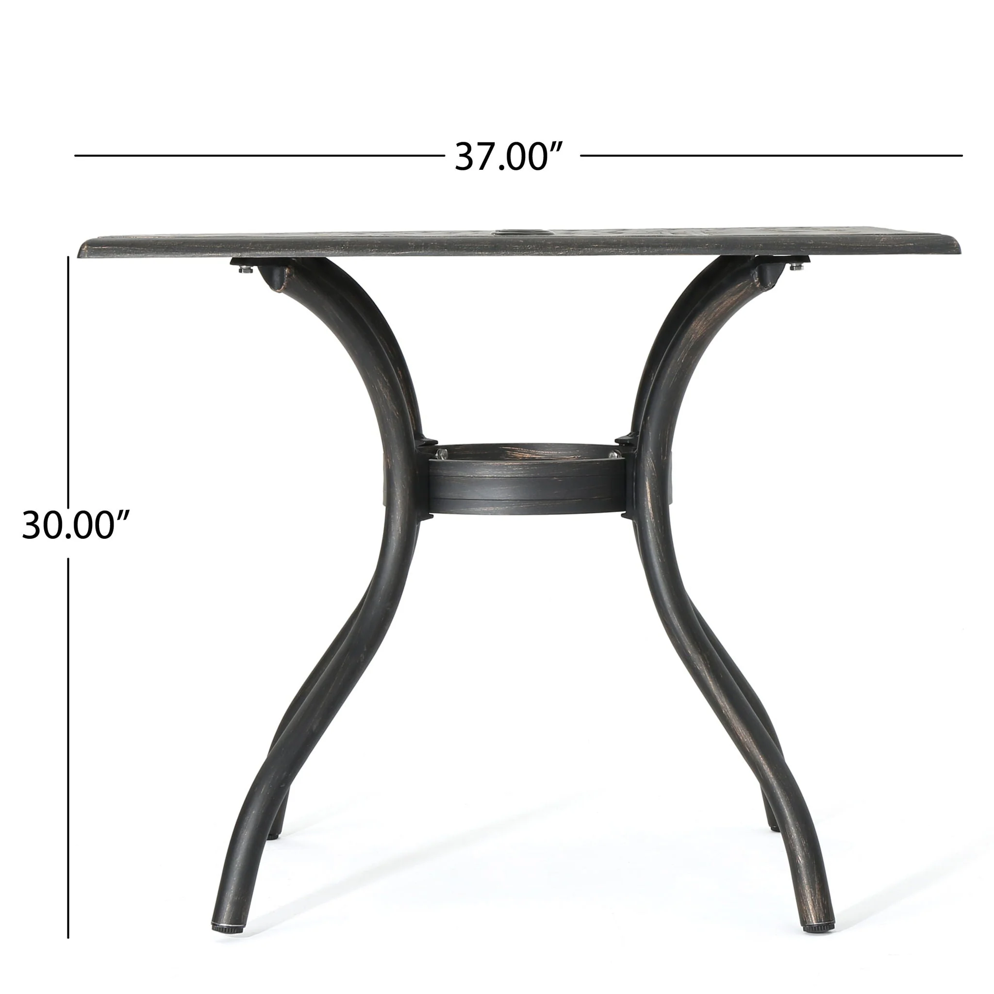 Enchantia Outdoor Square Dining Table with Weave Tabletop and Flared Legs - Copper - Image 3