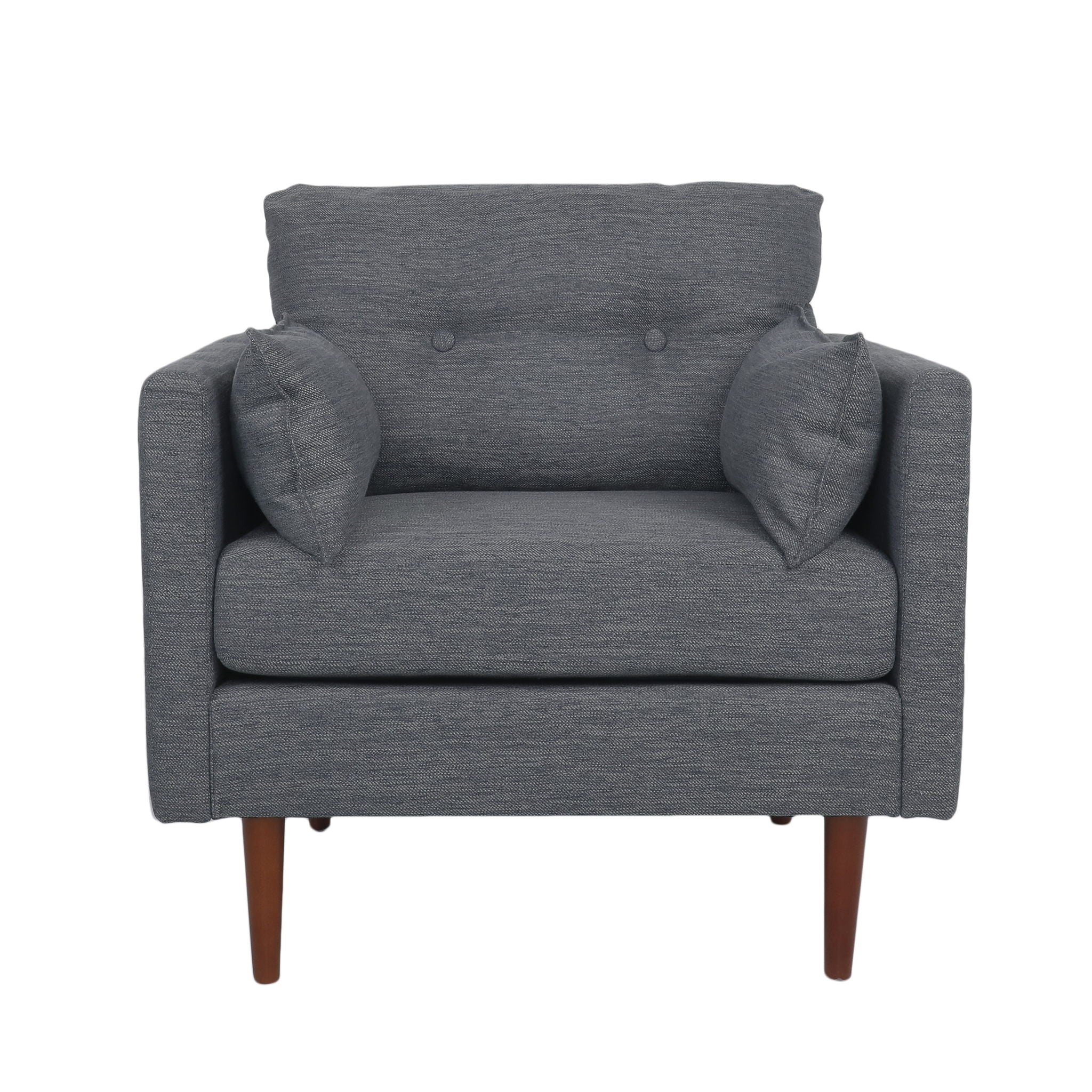 Enchantica Upholstered Fabric Club Chair with Button Tufting and 2 Accent Pillows - Image 3
