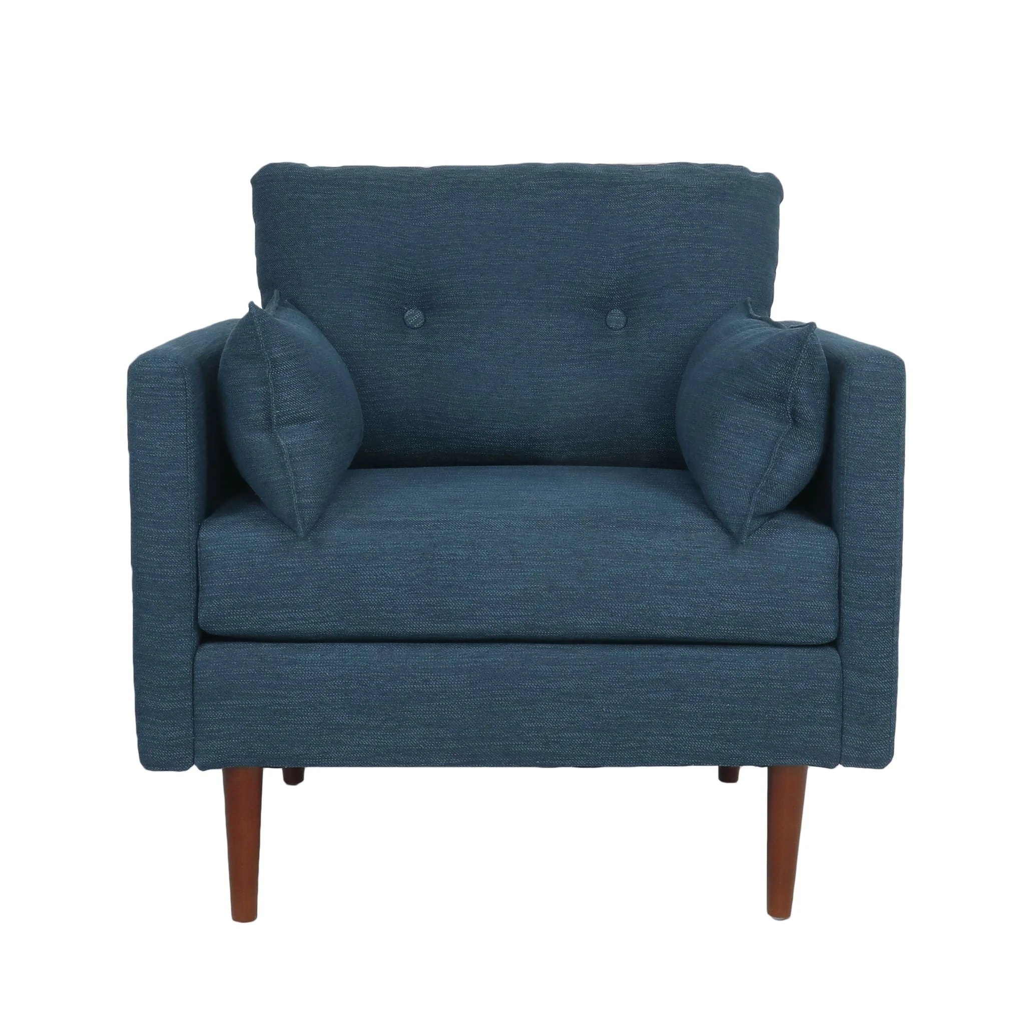 Enchantica Upholstered Fabric Club Chair with Button Tufting and 2 Accent Pillows - Image 5