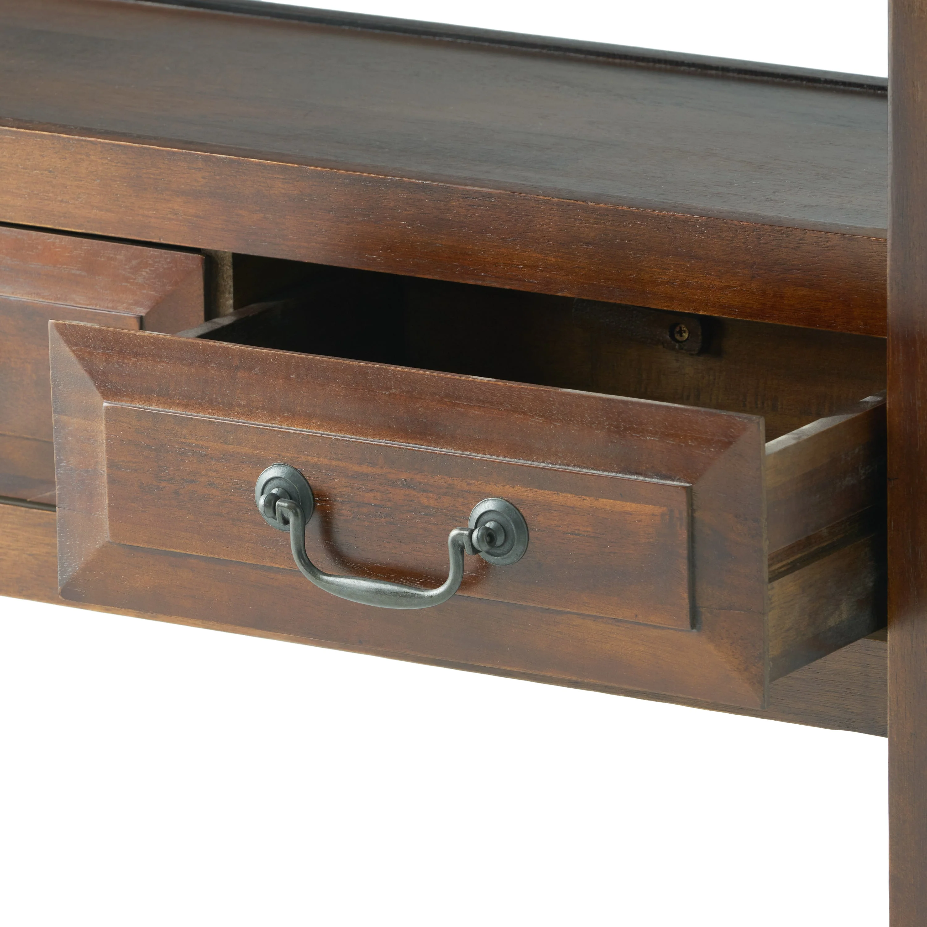 End Table in Brown Acacia Wood with Drawers - Image 11