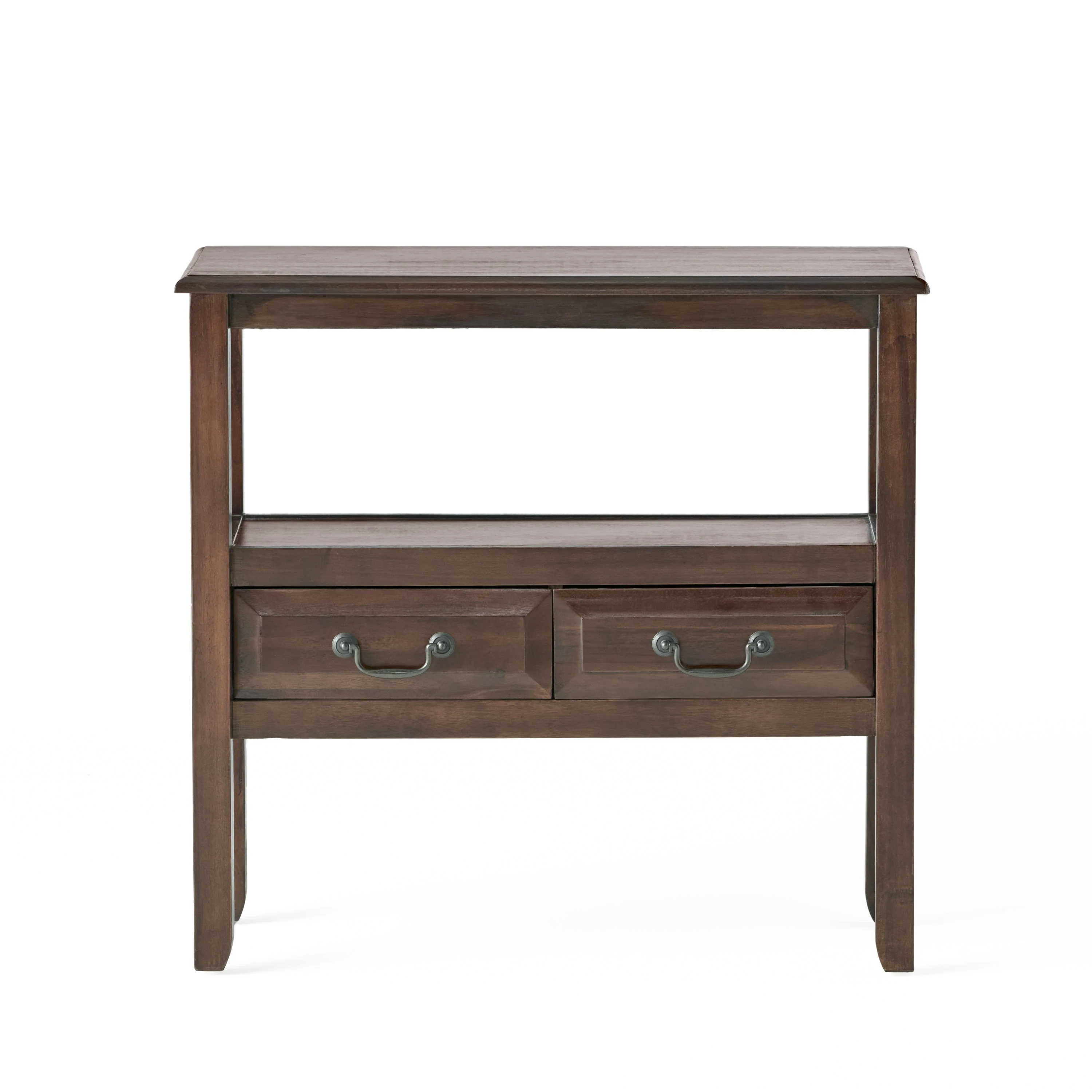 End Table in Brown Acacia Wood with Drawers - Image 4