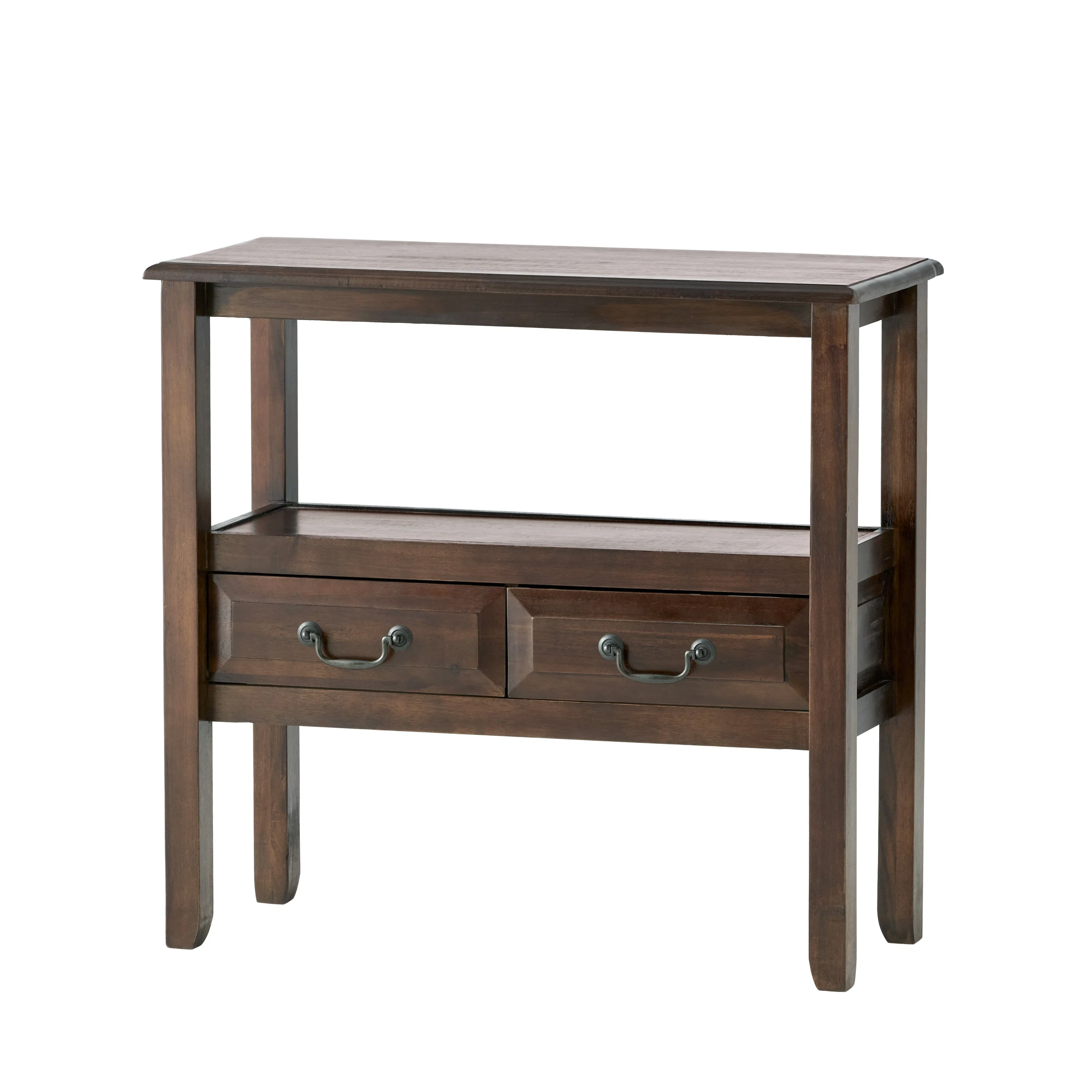 End Table in Brown Acacia Wood with Drawers - Image 5