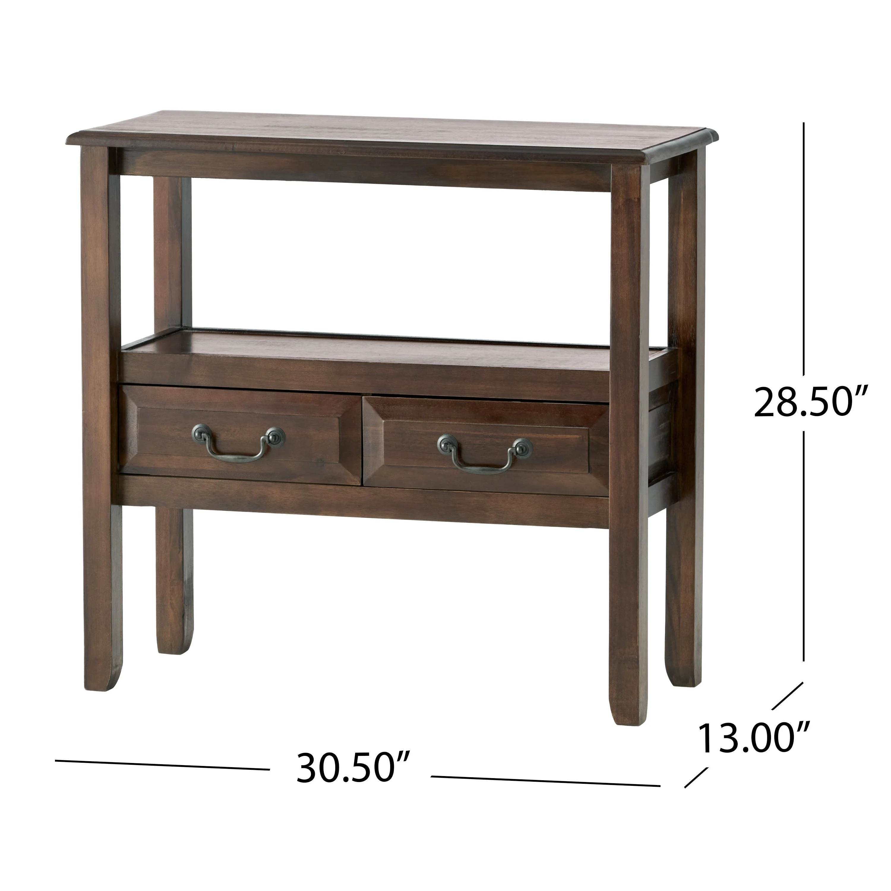 End Table in Brown Acacia Wood with Drawers - Image 9