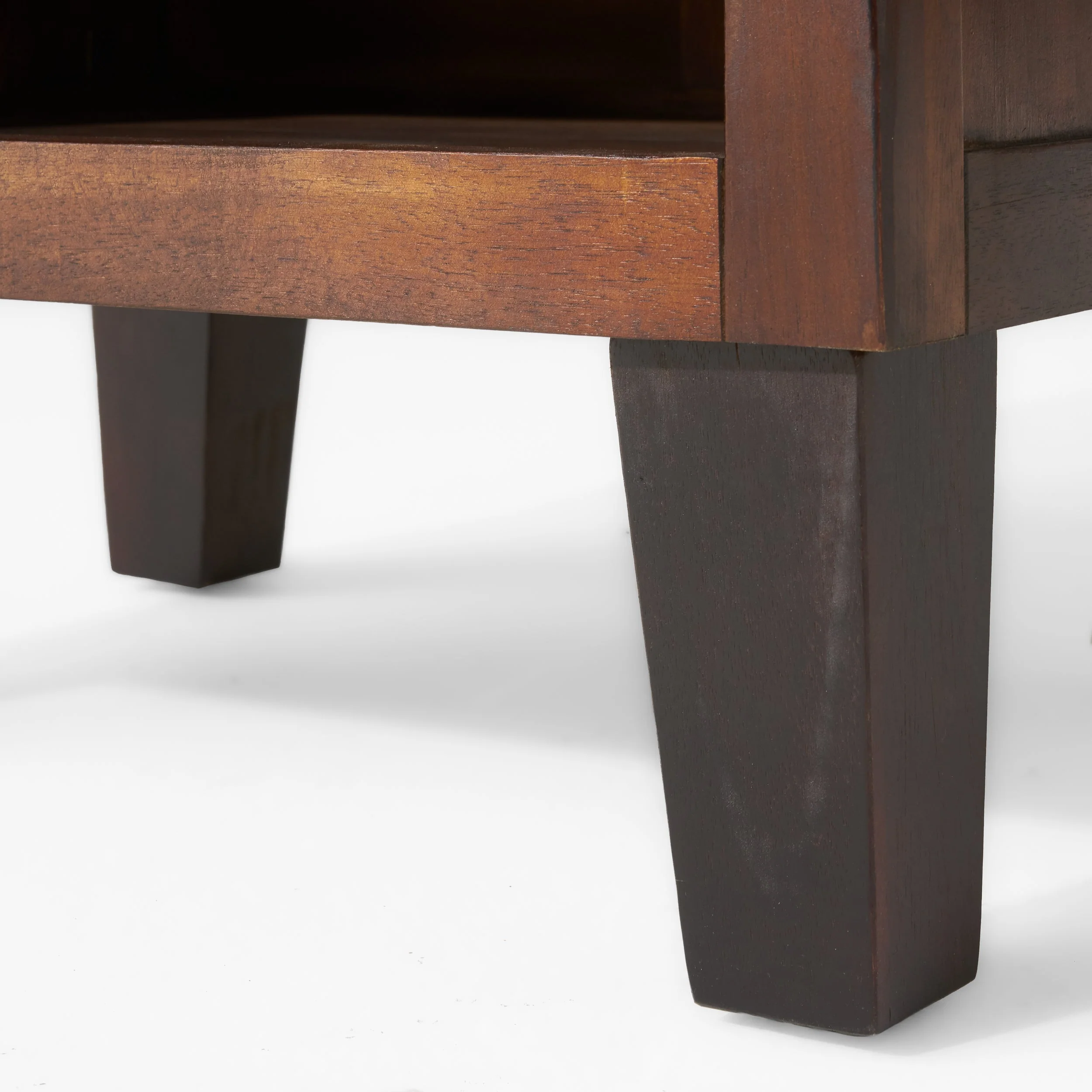 End Table in Brown Acacia Wood with Storage Drawer and Shelf - Image 11