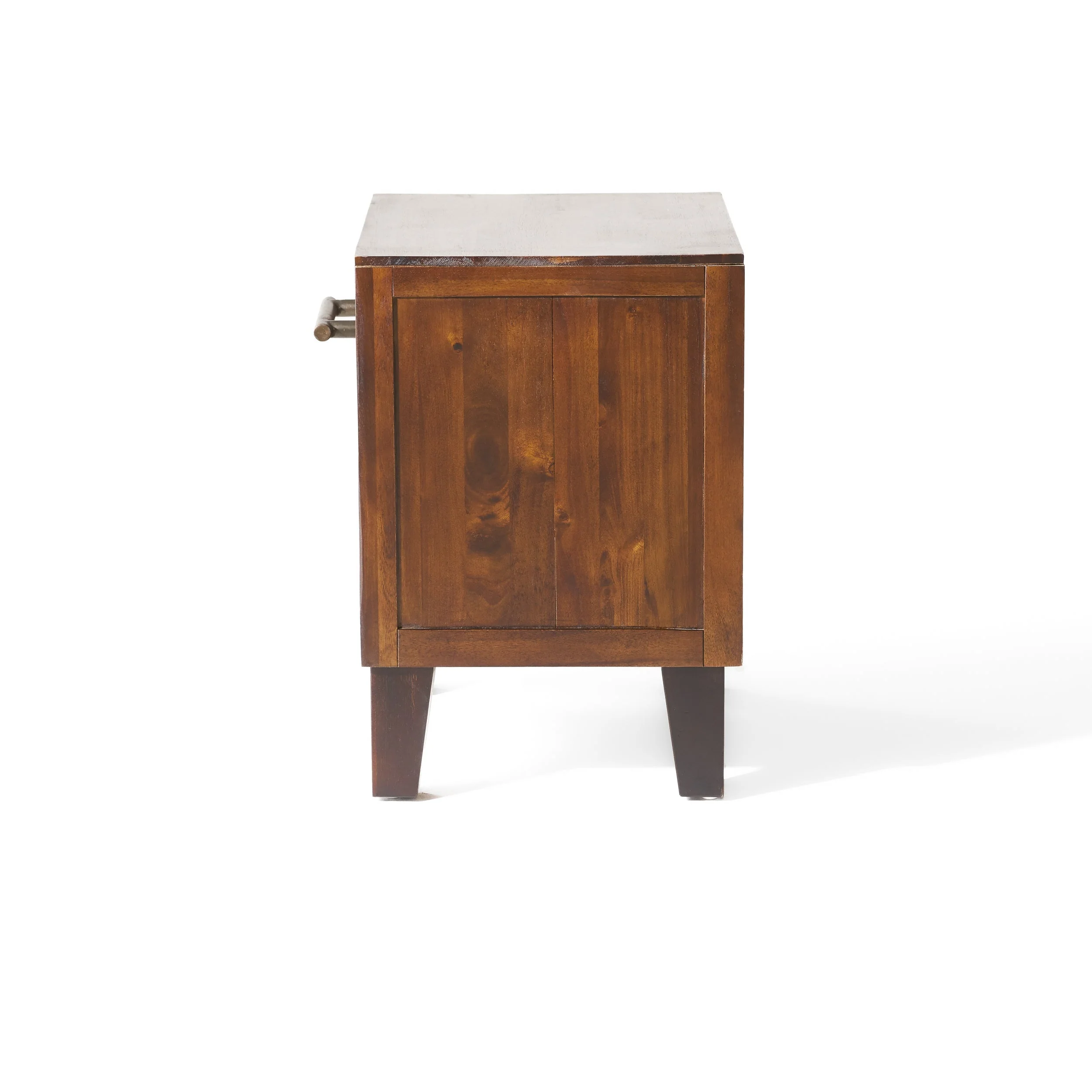 End Table in Brown Acacia Wood with Storage Drawer and Shelf - Image 9
