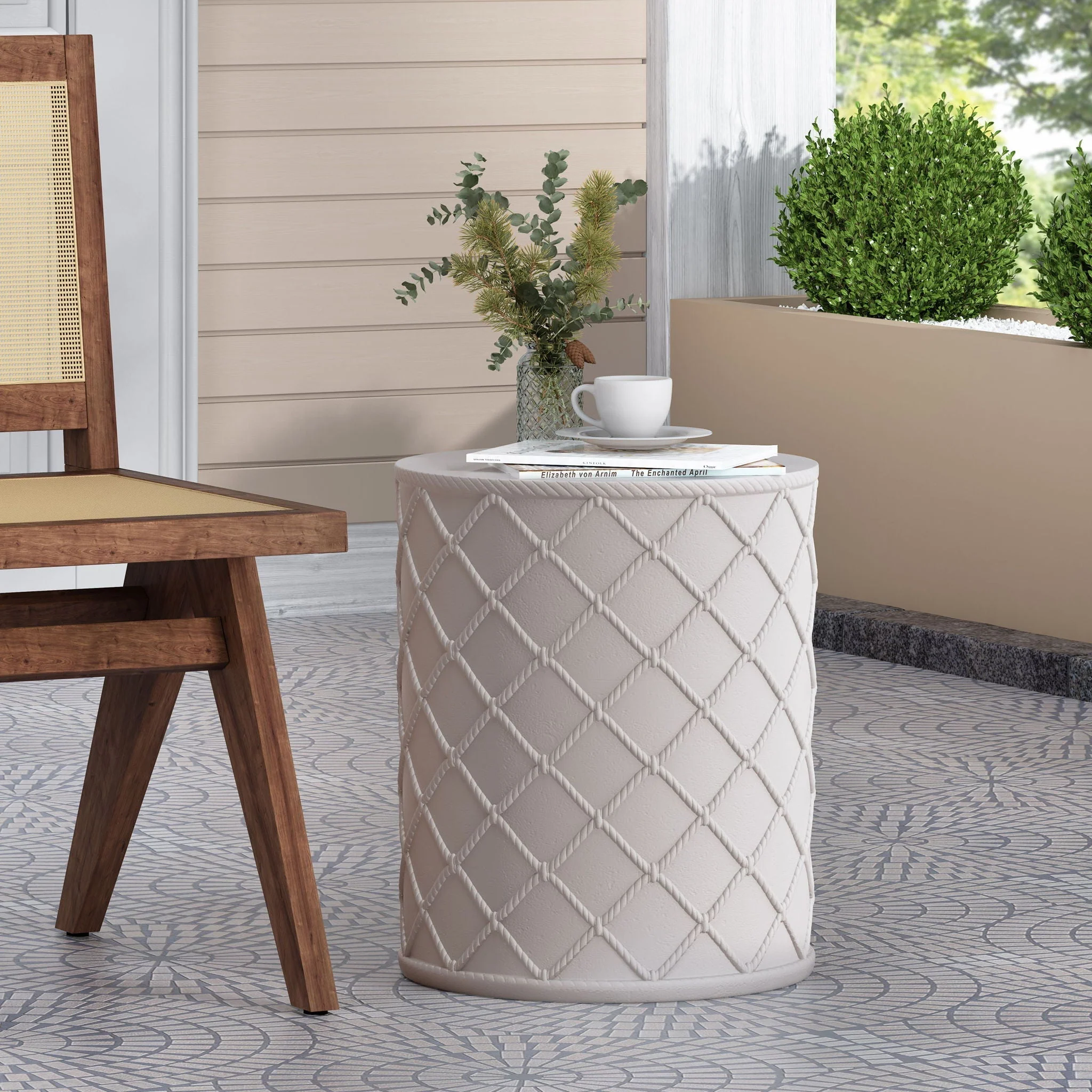 End Table, Outdoor - Antique White - Image 2