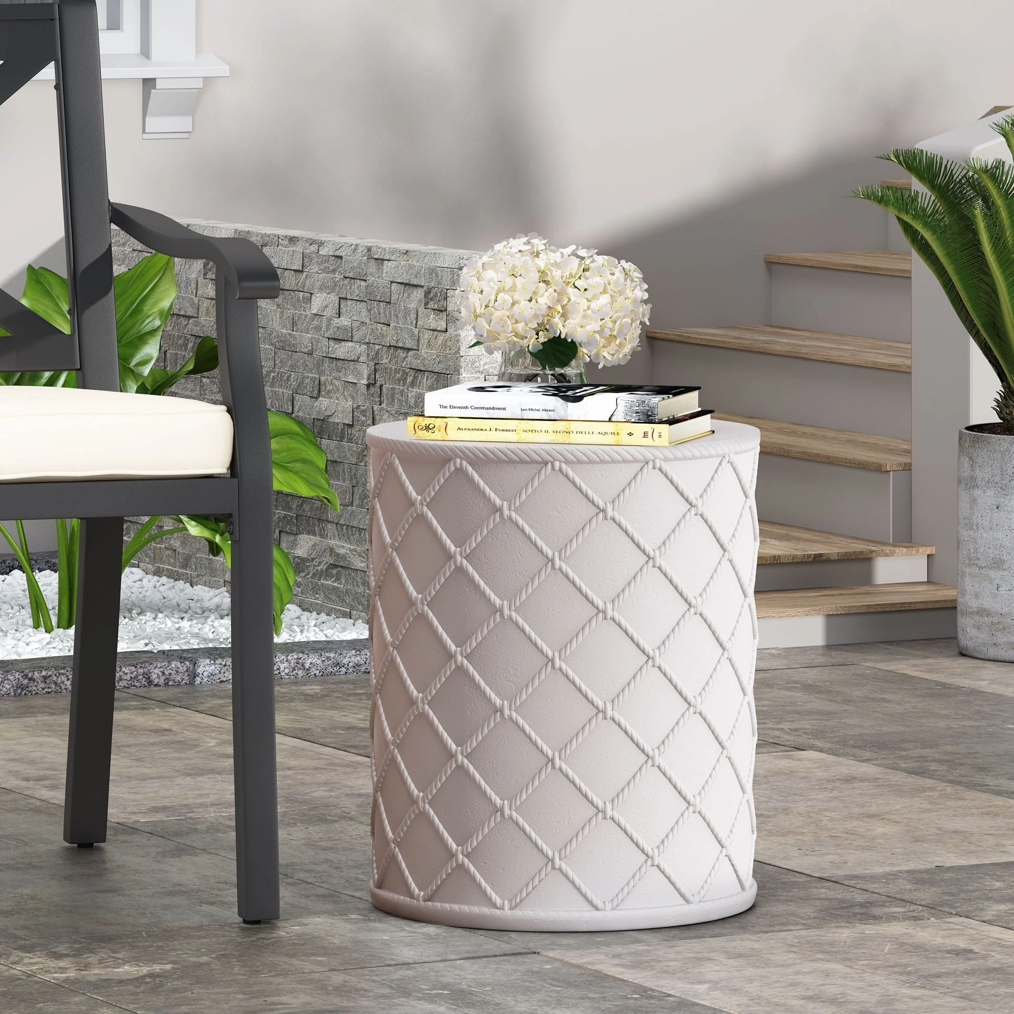 End Table, Outdoor - Antique White - Image 4
