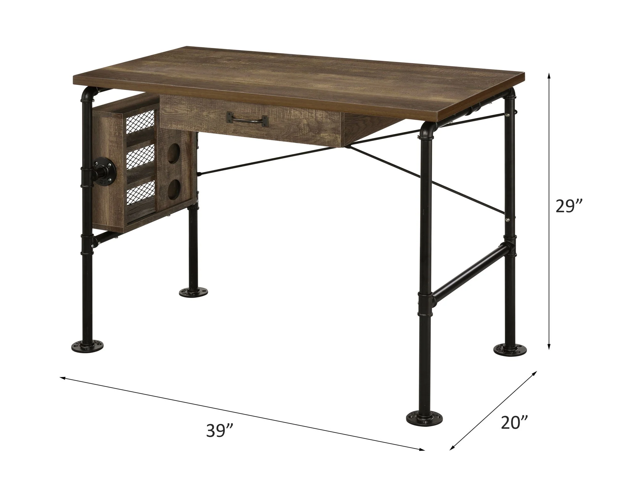 Endang - Writing Desk - Weathered Oak / Black - Image 2
