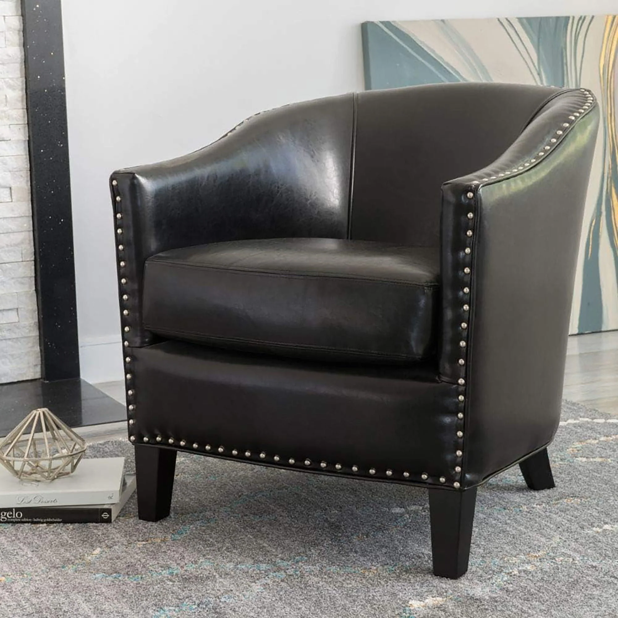 Enigmatica Upholstered Club Chair with Nailhead Trim - Image 5