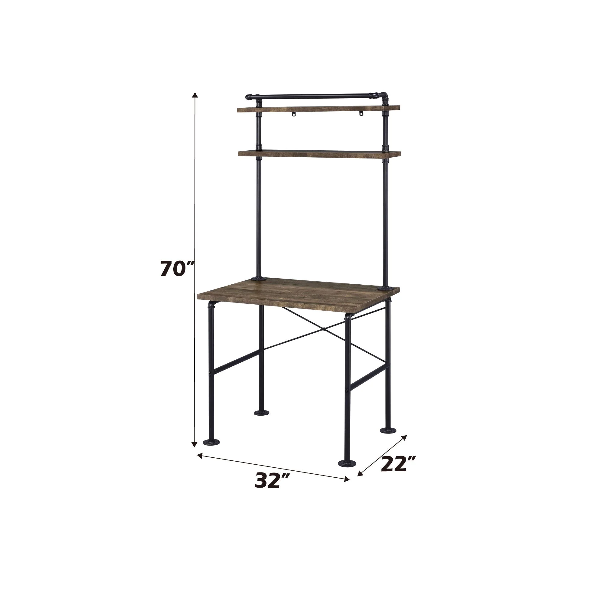 Ensata - Rustic Writing Desk - Black / Oak - Image 4