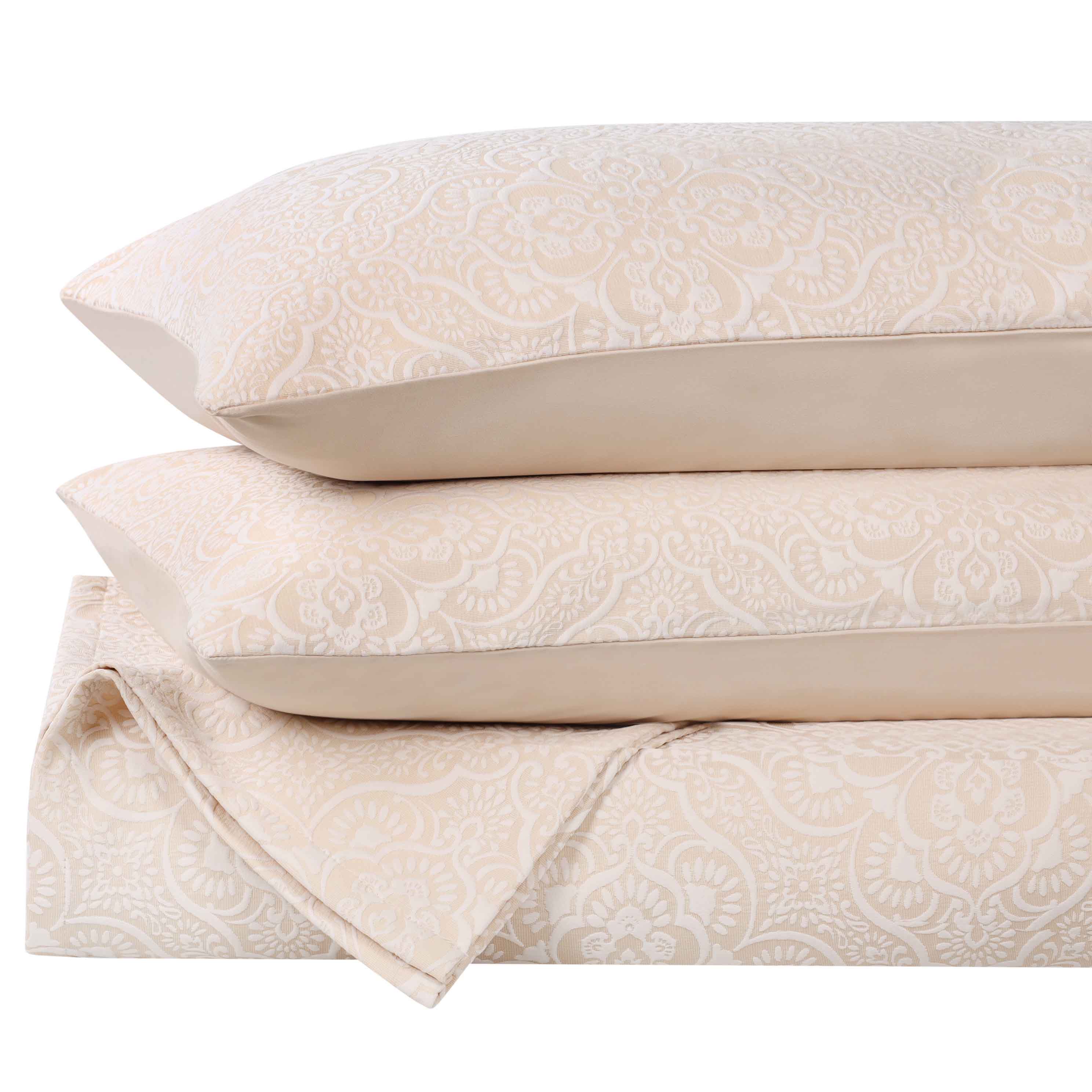 Enzy Medium Weight Floral Matelasse 3 Piece Bedspread Pillow Sham Set - Image 15