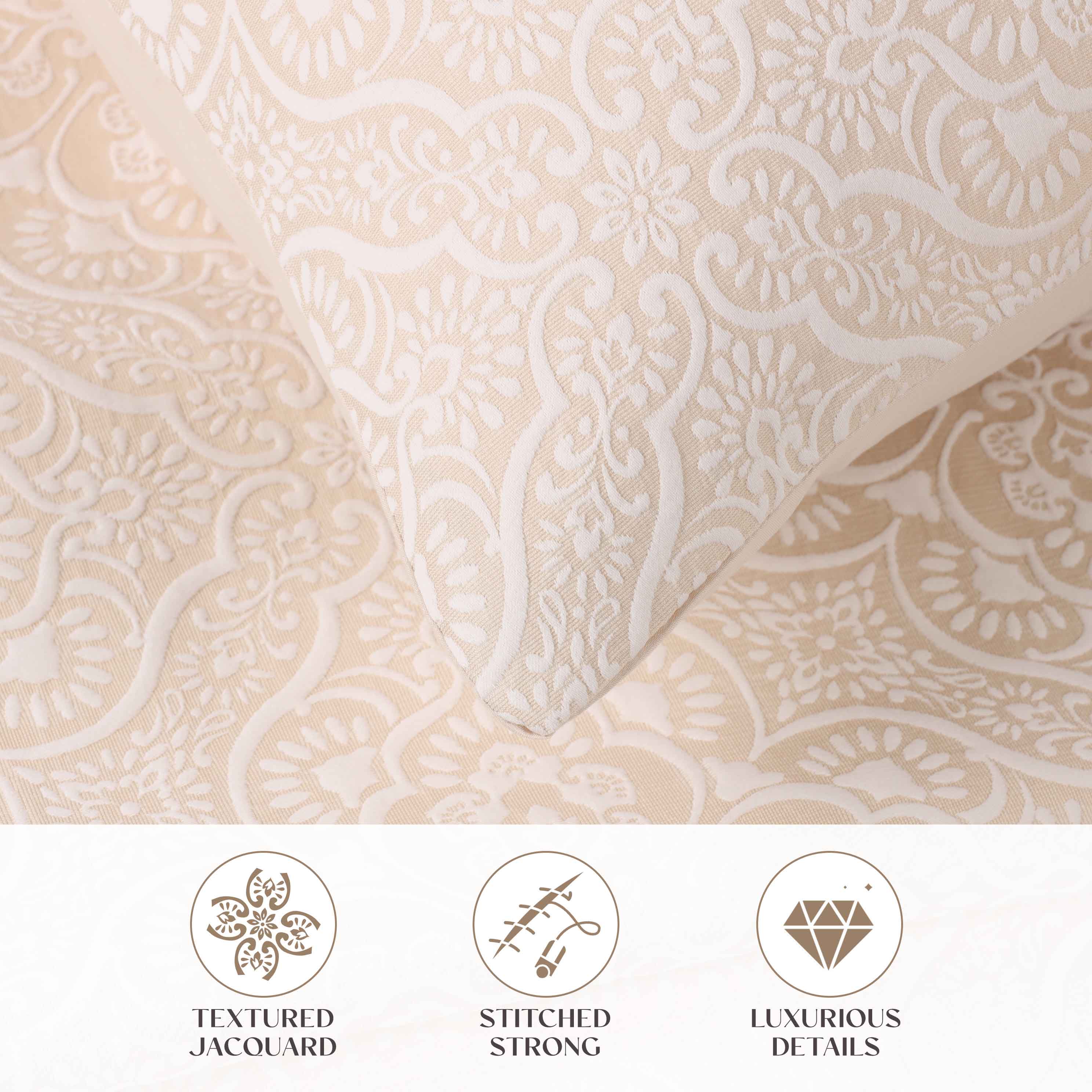 Enzy Medium Weight Floral Matelasse 3 Piece Bedspread Pillow Sham Set - Image 16