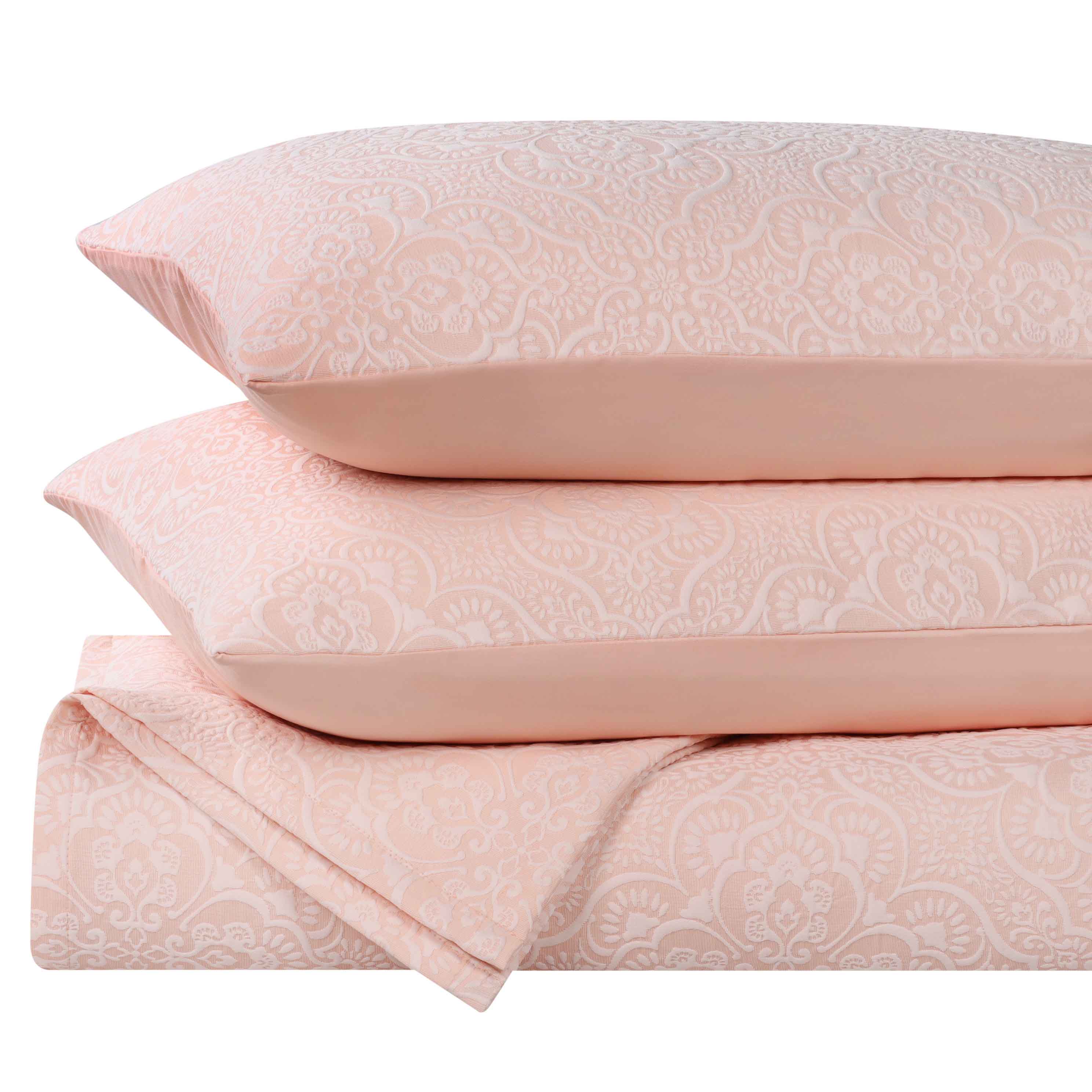Enzy Medium Weight Floral Matelasse 3 Piece Bedspread Pillow Sham Set - Image 23