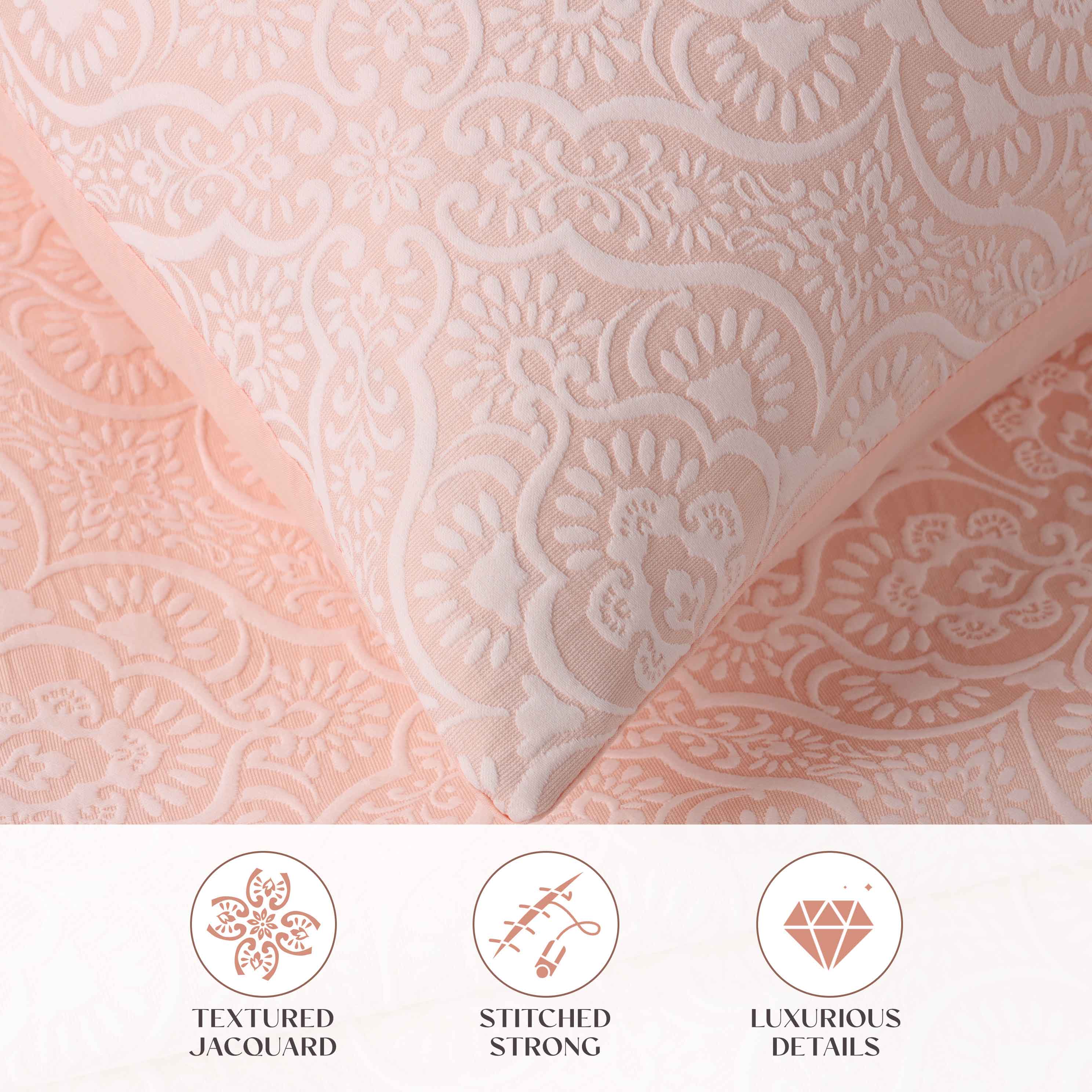 Enzy Medium Weight Floral Matelasse 3 Piece Bedspread Pillow Sham Set - Image 24
