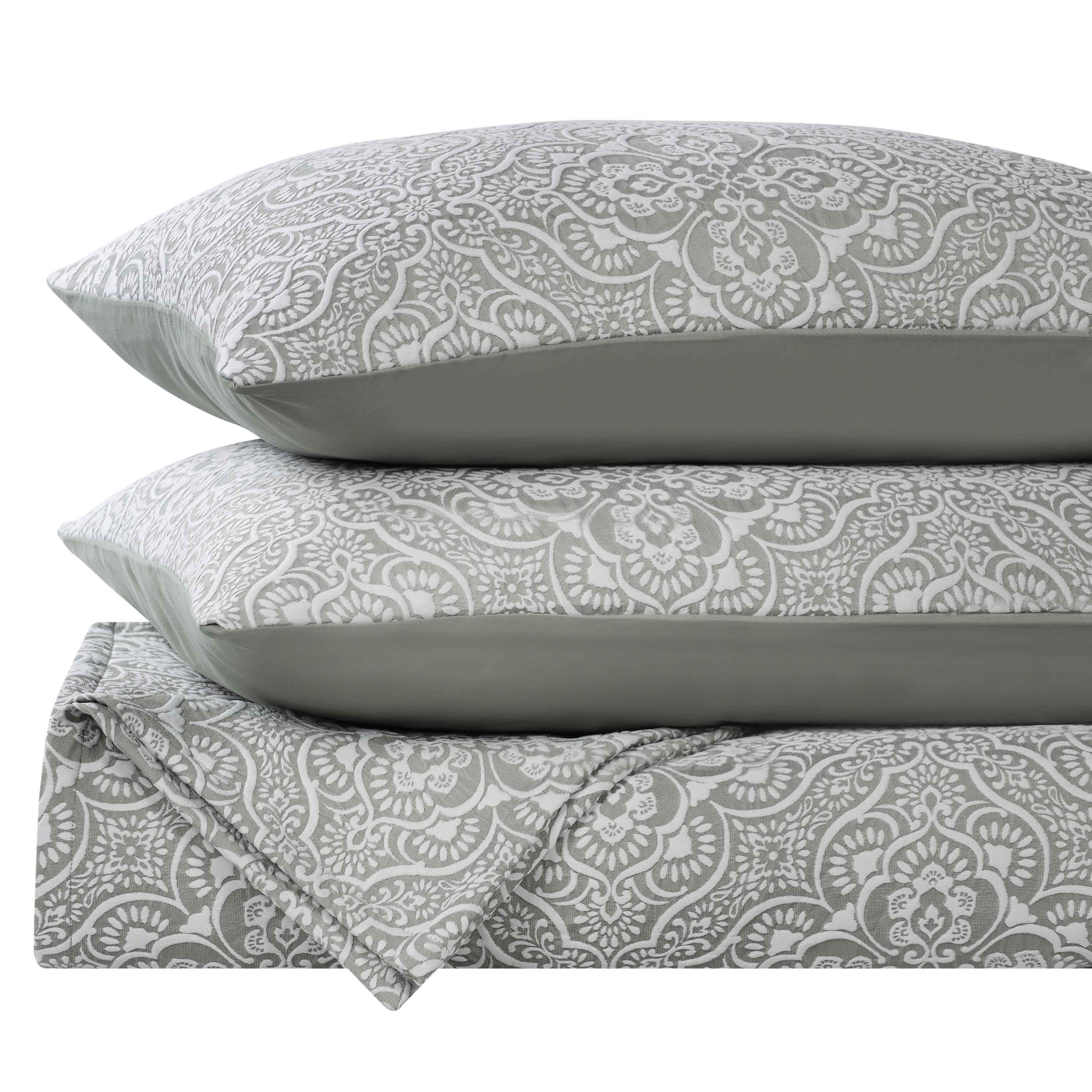 Enzy Medium Weight Floral Matelasse 3 Piece Bedspread Pillow Sham Set - Image 31