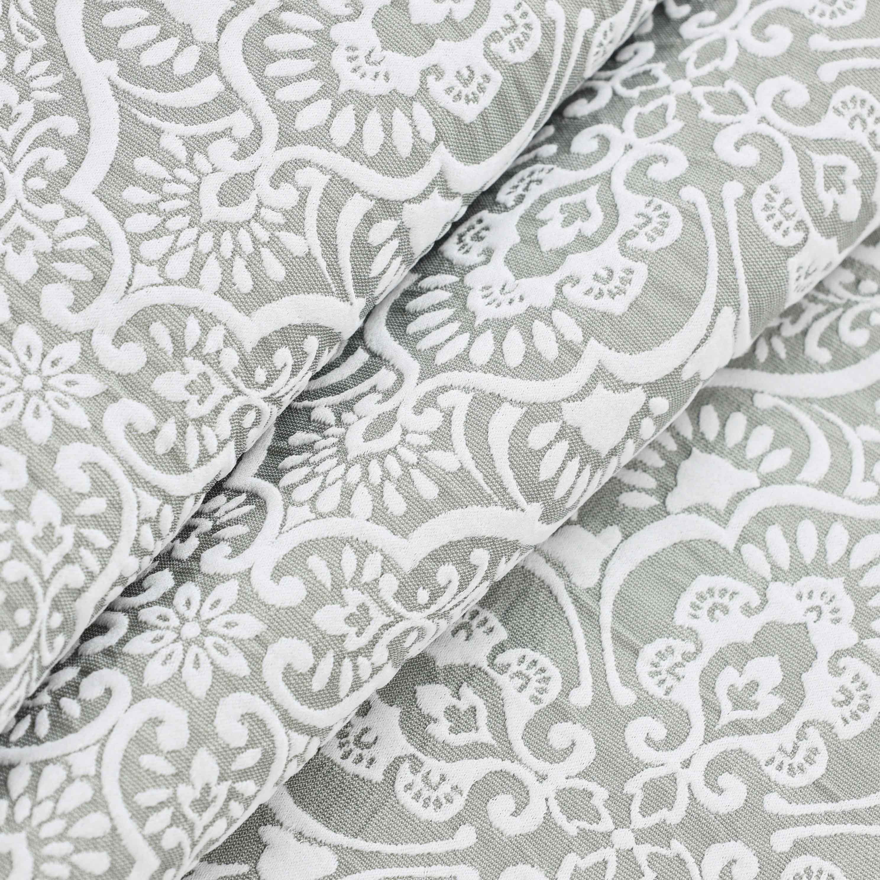 Enzy Medium Weight Floral Matelasse 3 Piece Bedspread Pillow Sham Set - Image 36