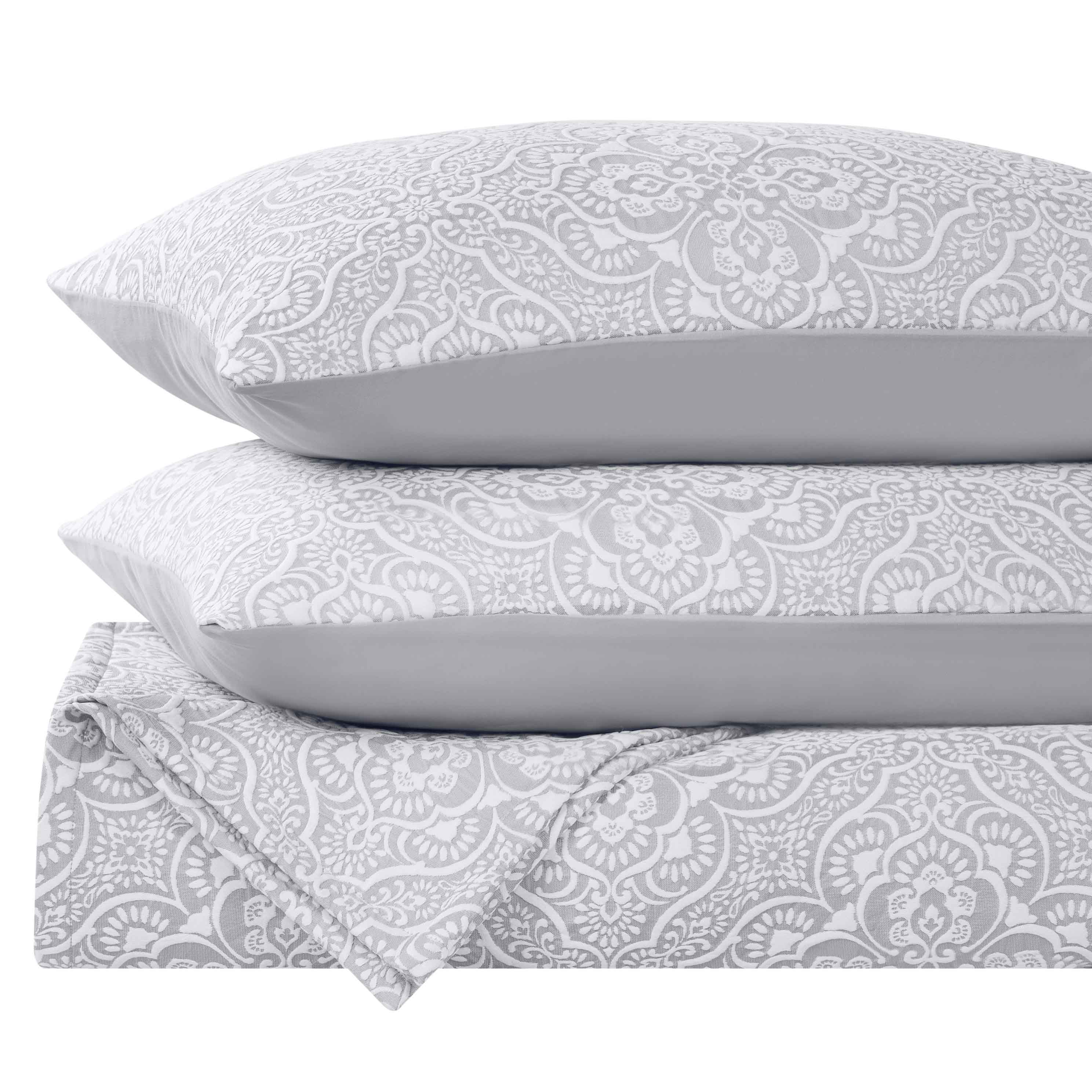 Enzy Medium Weight Floral Matelasse 3 Piece Bedspread Pillow Sham Set - Image 39
