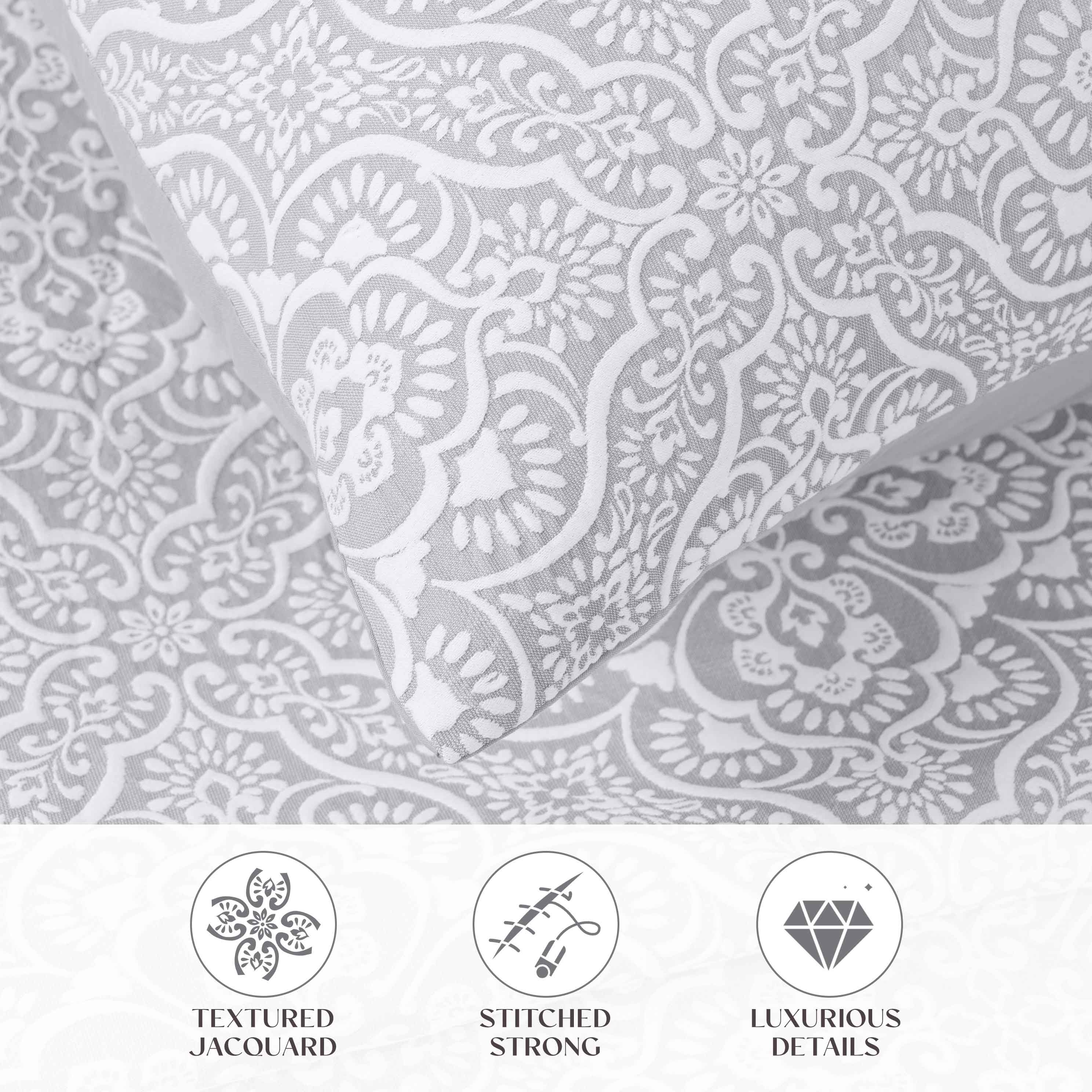 Enzy Medium Weight Floral Matelasse 3 Piece Bedspread Pillow Sham Set - Image 40