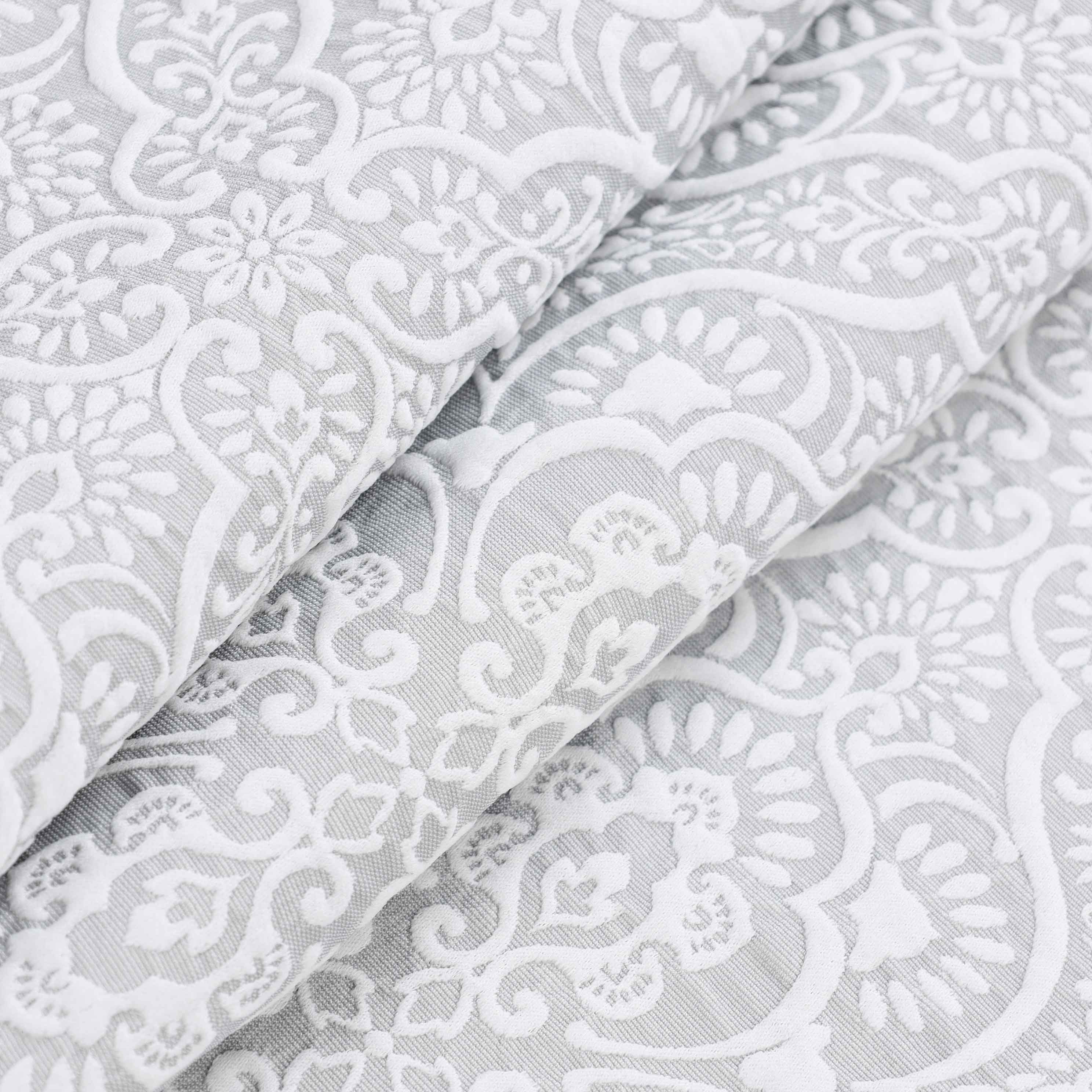 Enzy Medium Weight Floral Matelasse 3 Piece Bedspread Pillow Sham Set - Image 44