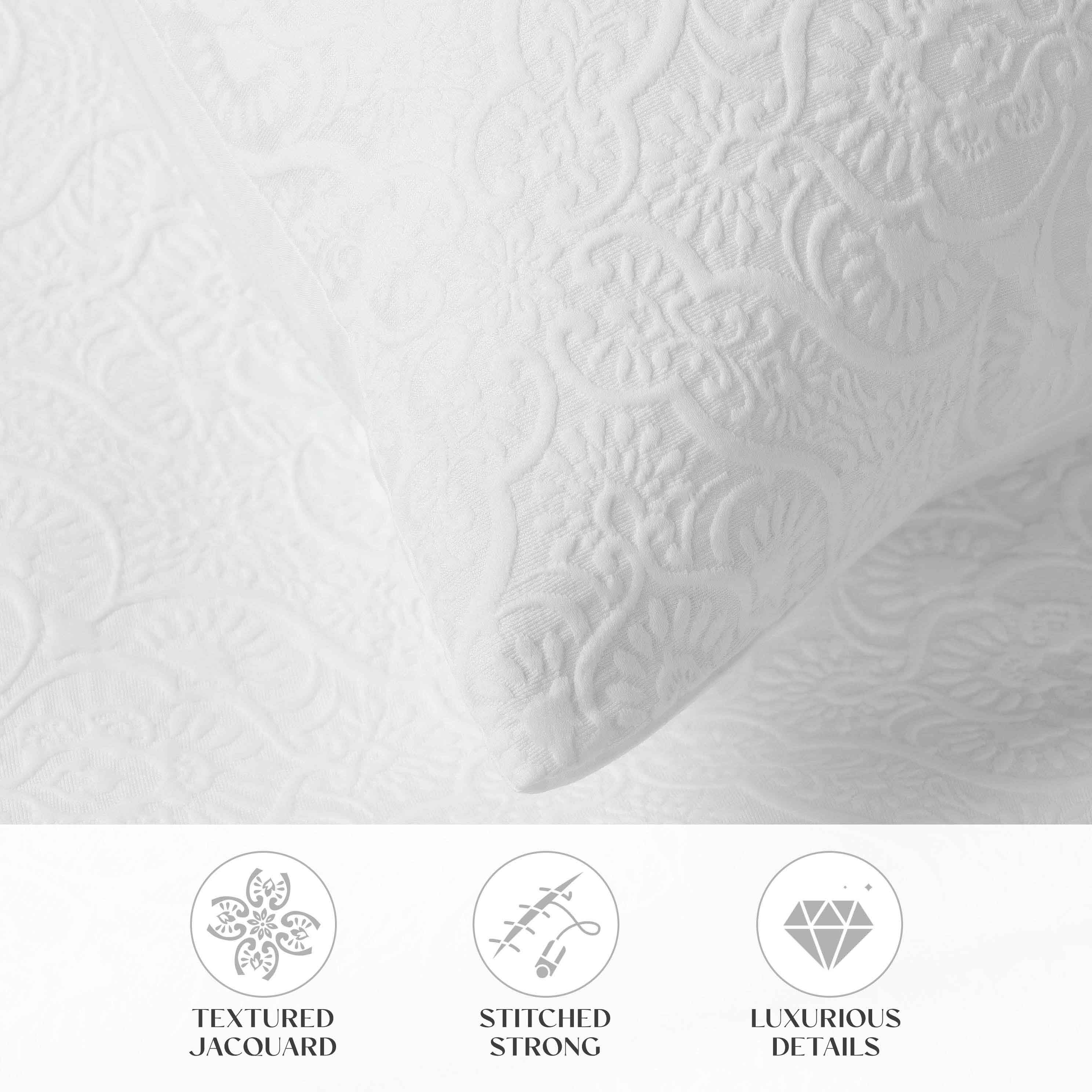 Enzy Medium Weight Floral Matelasse 3 Piece Bedspread Pillow Sham Set - Image 48