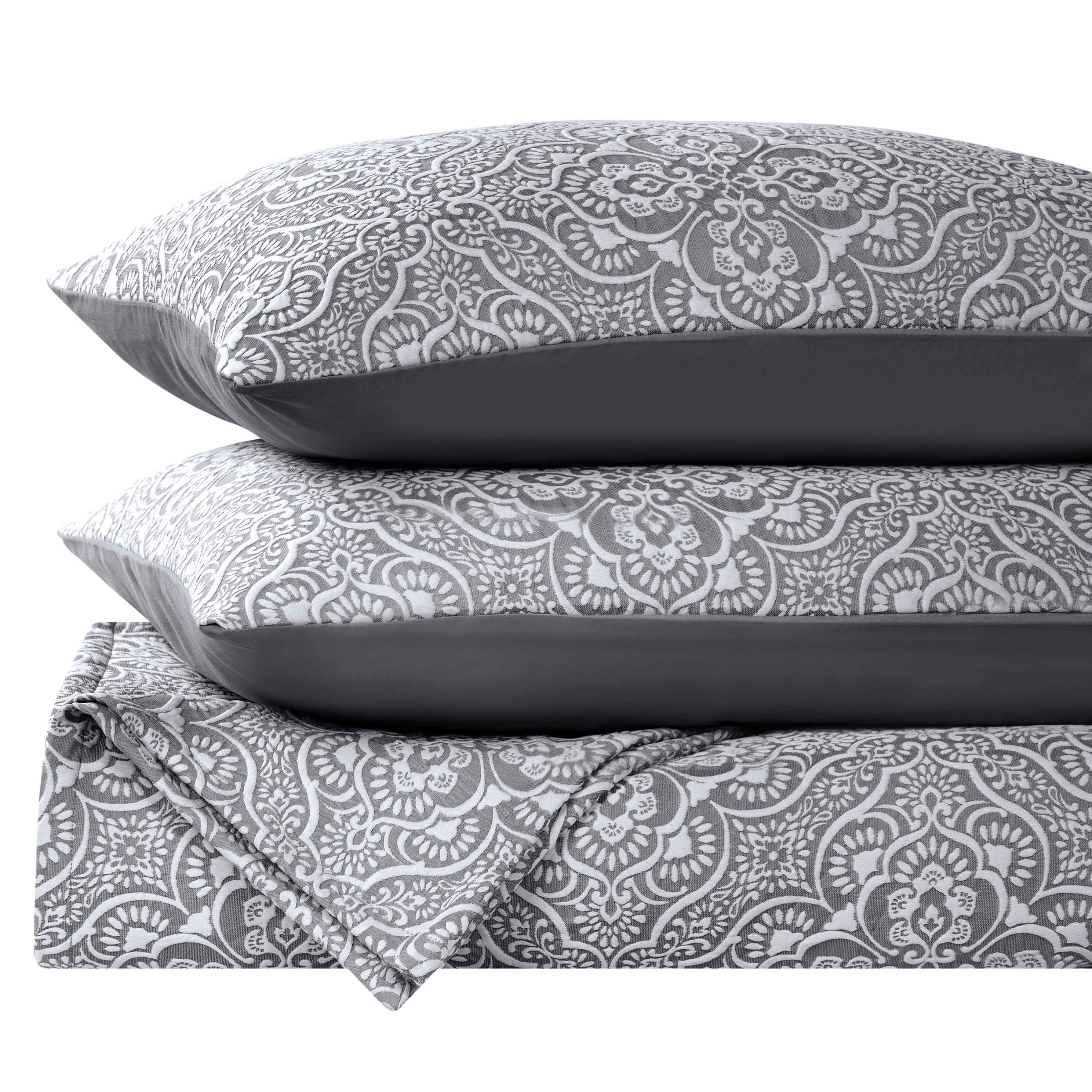 Enzy Medium Weight Floral Matelasse 3 Piece Bedspread Pillow Sham Set - Image 7