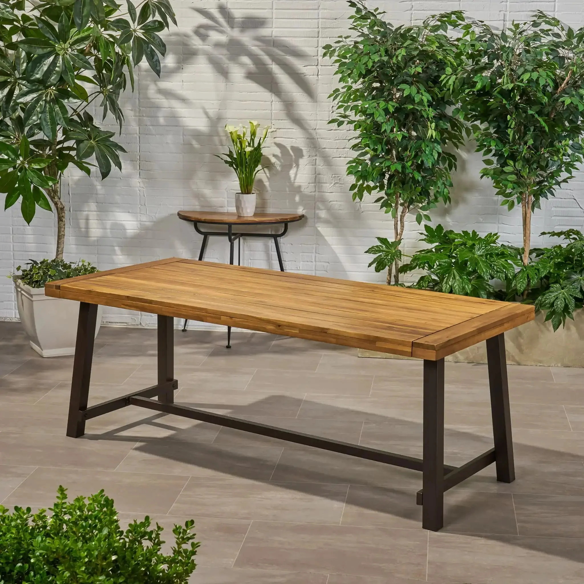 Equilibrium - Outdoor Dining Table With Wooden Frame And Slat Top - Image 5