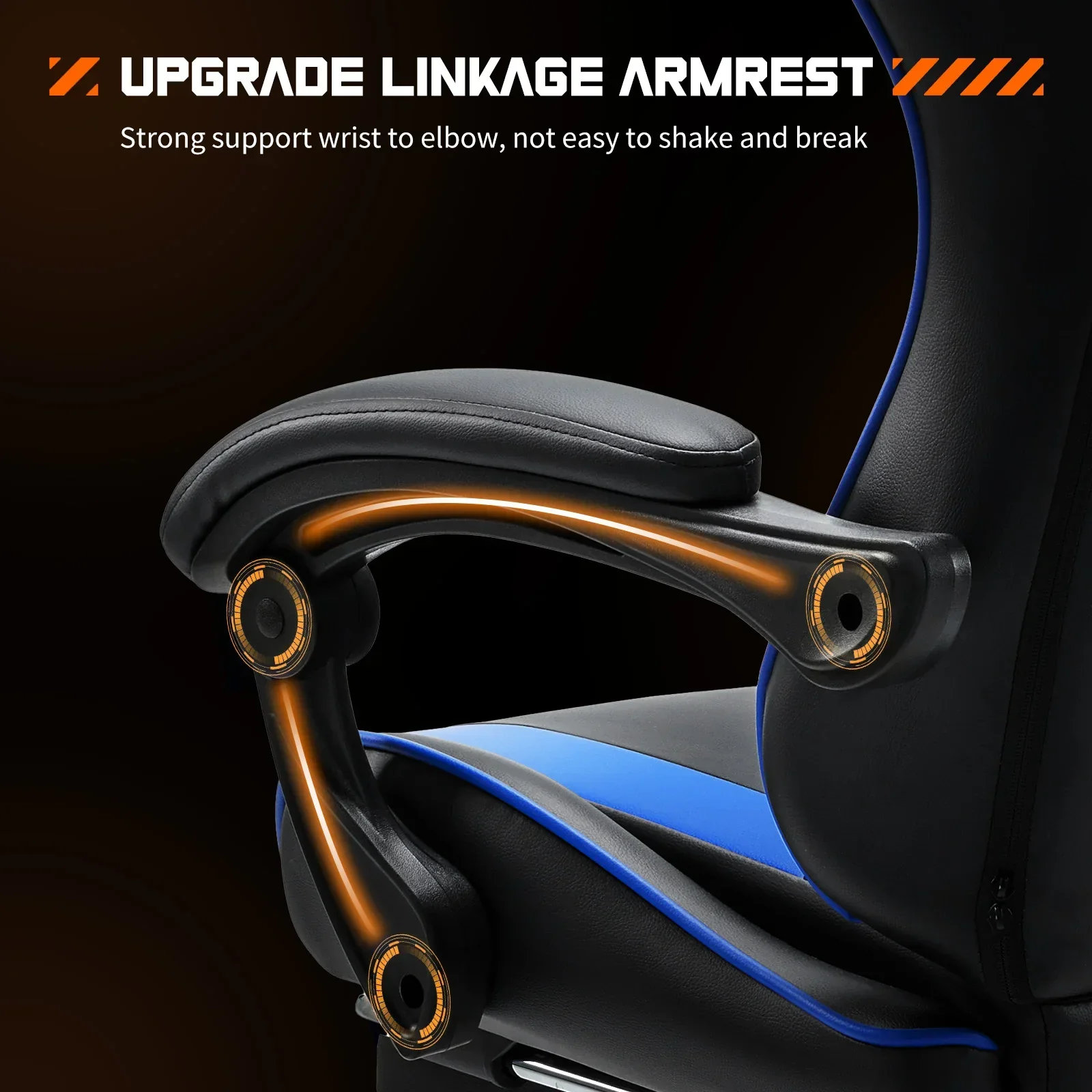 Ergonomic Gaming Chair Adjustable Swivel PU Leather Office Chair Lumbar Headrest - Image 5