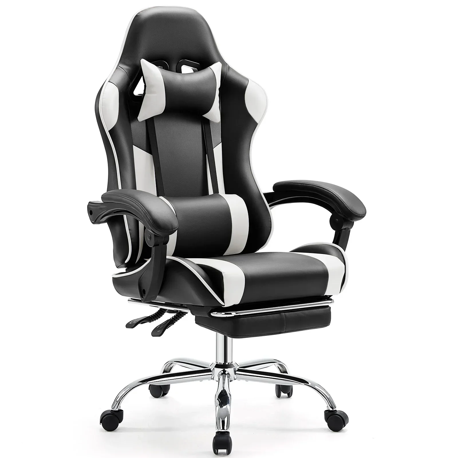 Ergonomic Gaming Chair Adjustable Swivel PU Leather Office Chair Lumbar Headrest - Image 8