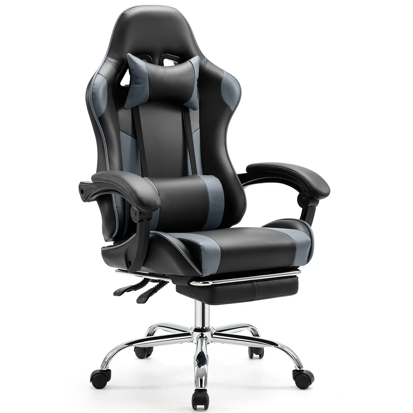 Ergonomic Gaming Chair Adjustable Swivel PU Leather Office Chair Lumbar Headrest - Image 9