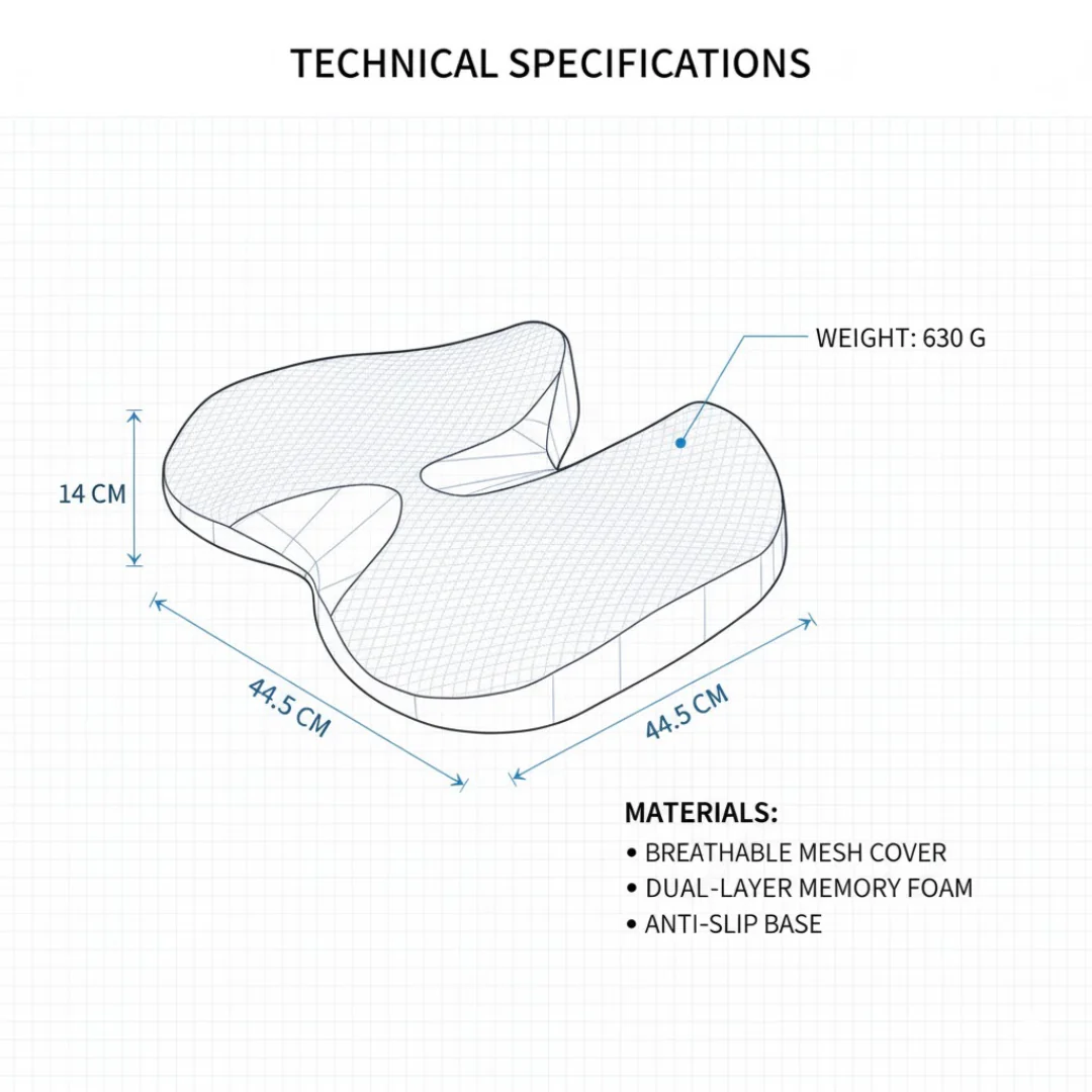 Ergonomic Memory Foam Seat Cushion for Office Chair & Car - Image 4