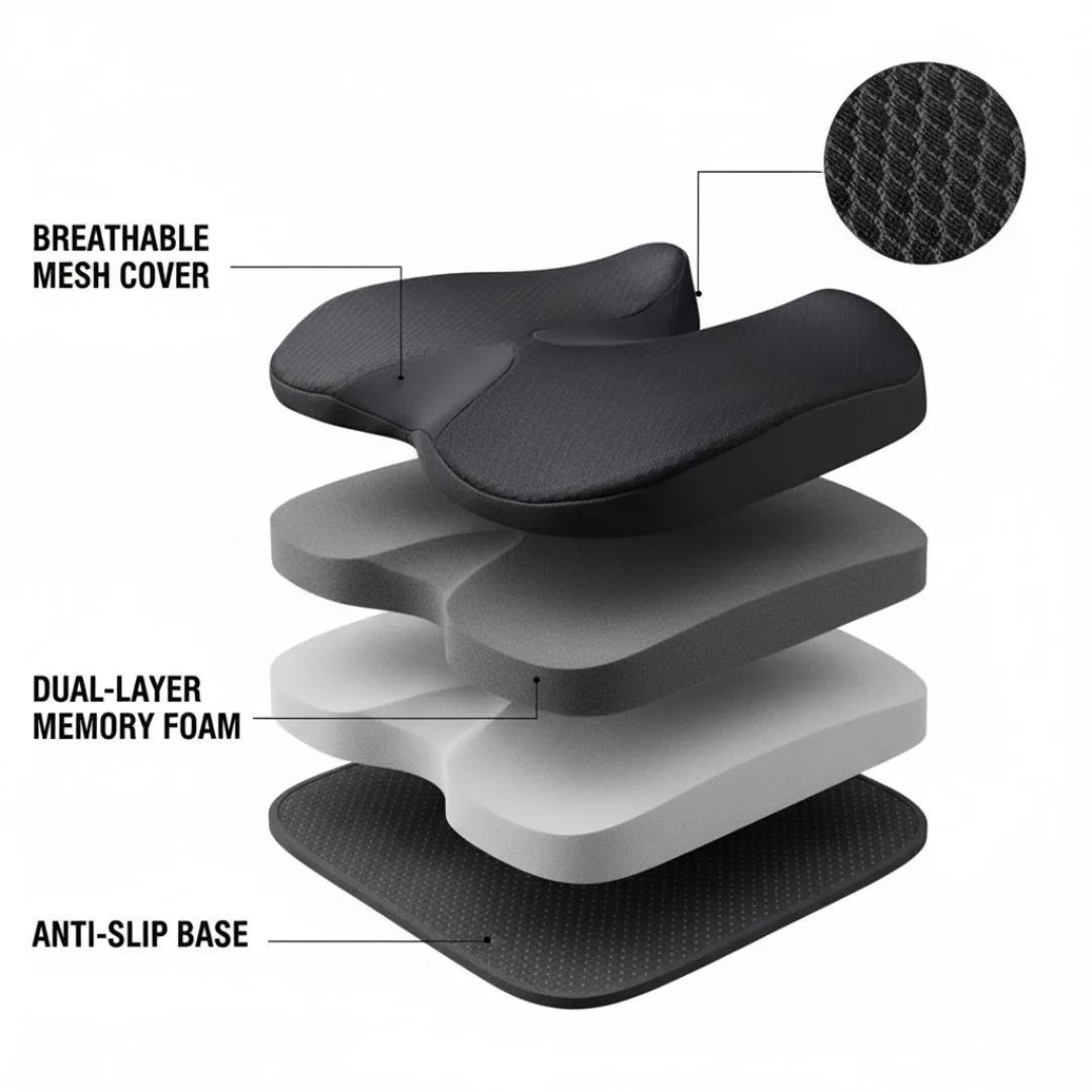 Ergonomic Memory Foam Seat Cushion for Office Chair & Car - Image 7