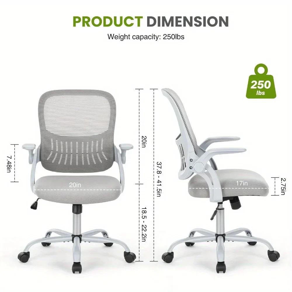 Ergonomic Mesh Office Chair Adjustable Armrests Lumbar Support Desk Chair - Image 4