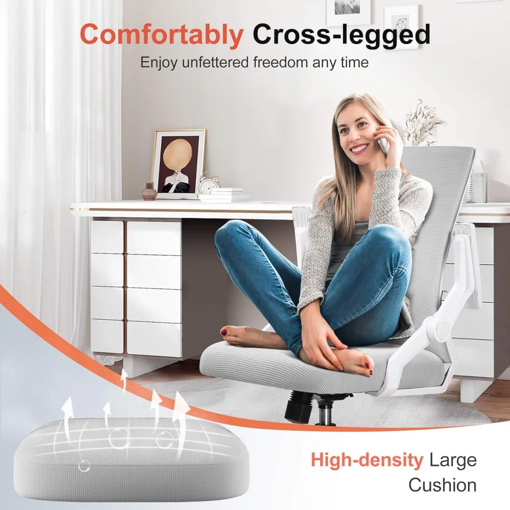 Ergonomic Mesh Office Chair Flip-Up Armrests Lumbar Support Wide Seat - Image 6