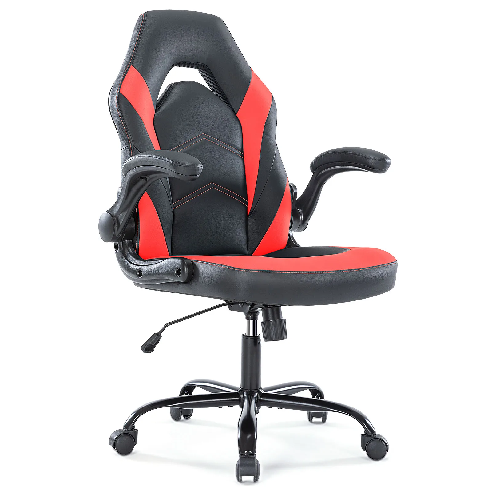 Ergonomic PU Leather Gaming Chair Adjustable Office Desk Chair Flip-Up Armrests - Image 7