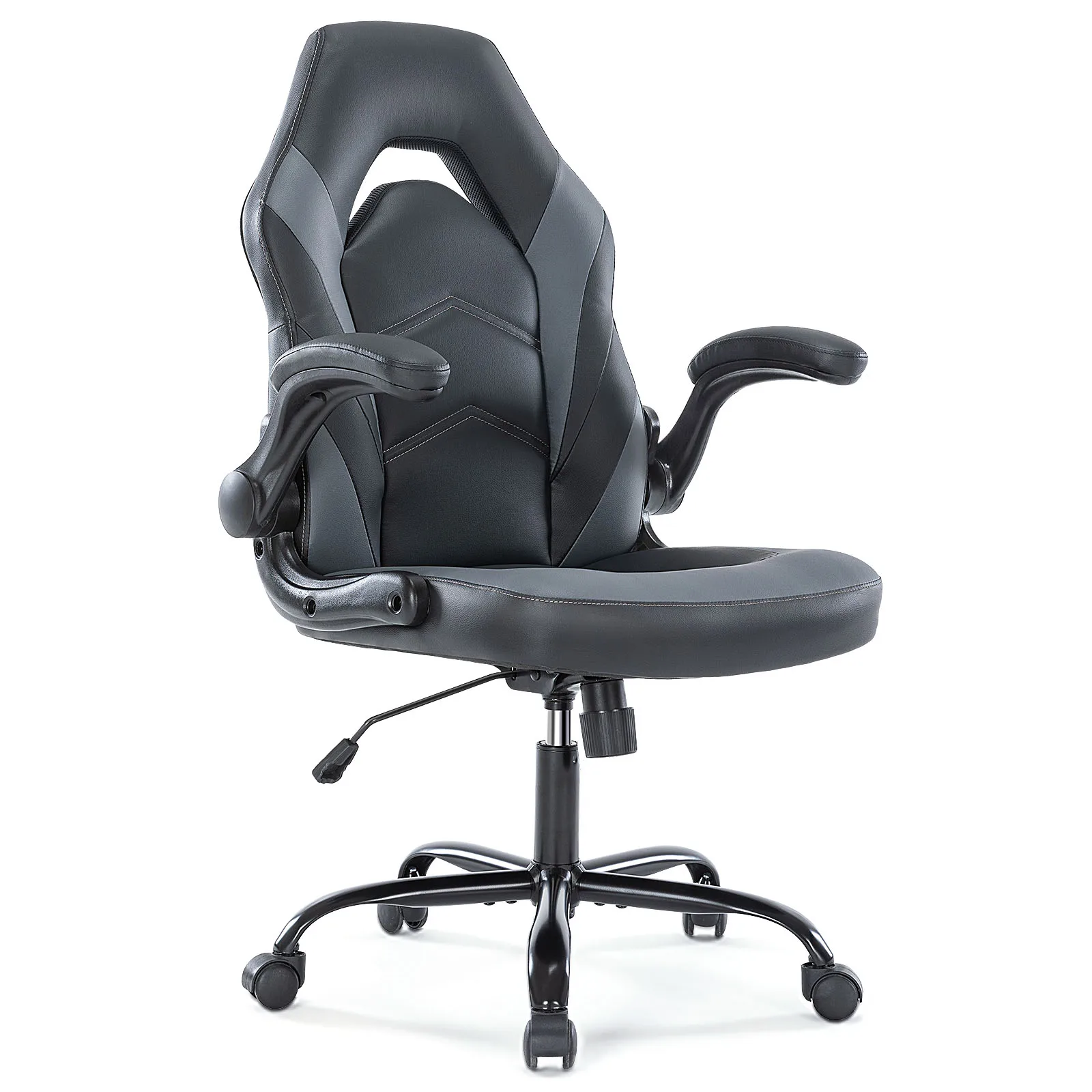 Ergonomic PU Leather Gaming Chair Adjustable Office Desk Chair Flip-Up Armrests - Image 9