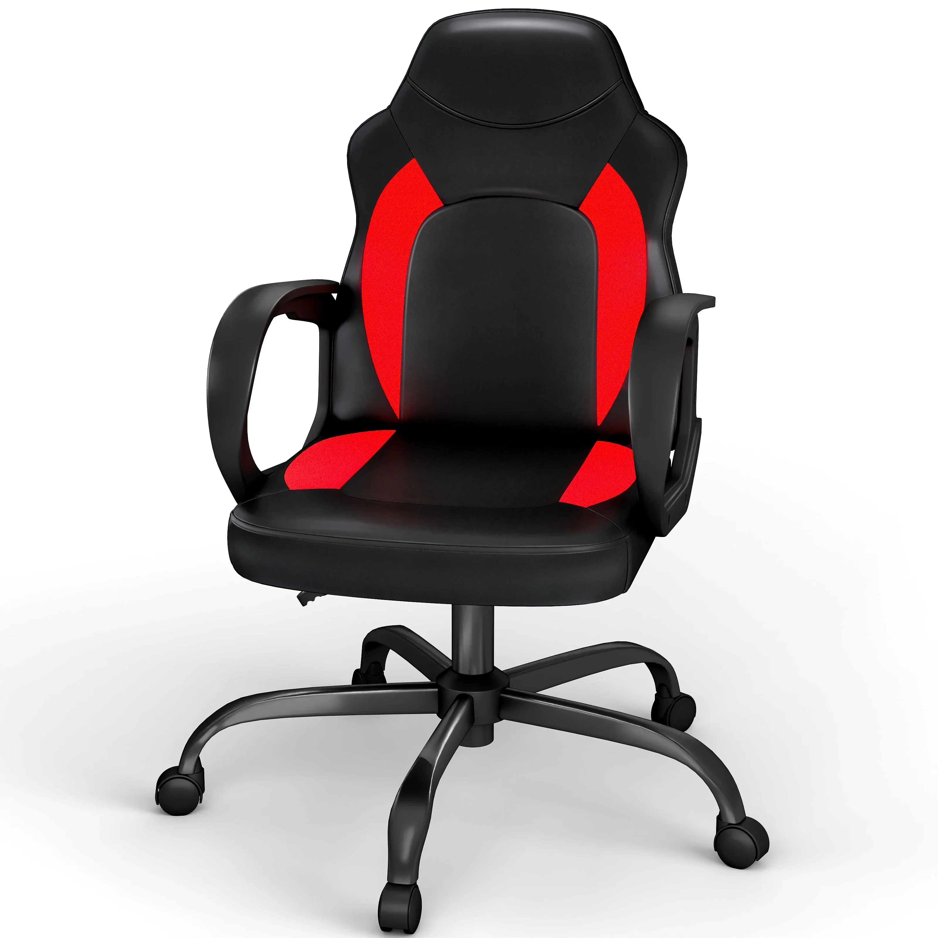 Ergonomic PU Leather Gaming Chair Swivel Adjustable Office Desk Chair Red - Image 8