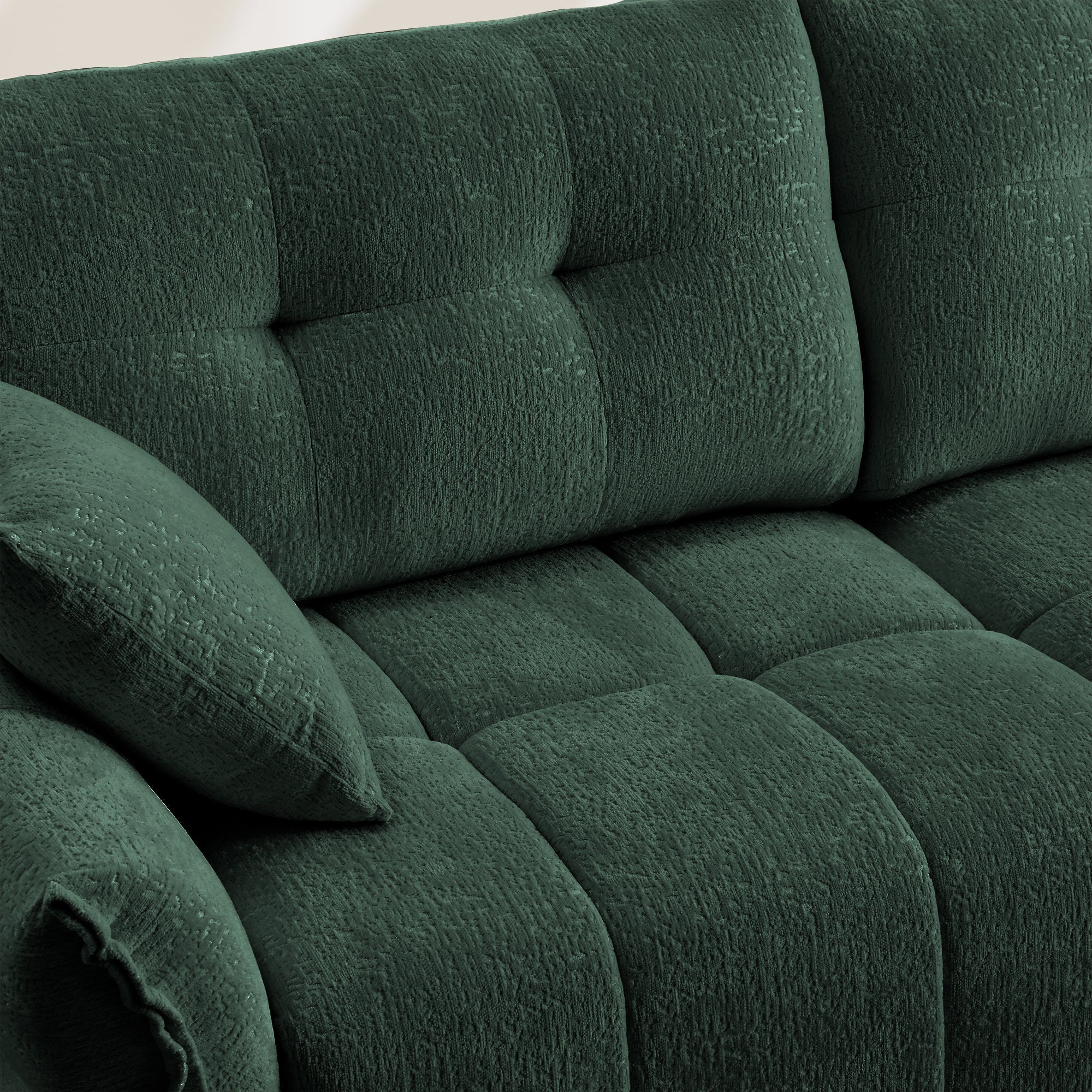 Ergonomic Single Seater Sofa with Ottoman in High-Green Chenille - Image 11
