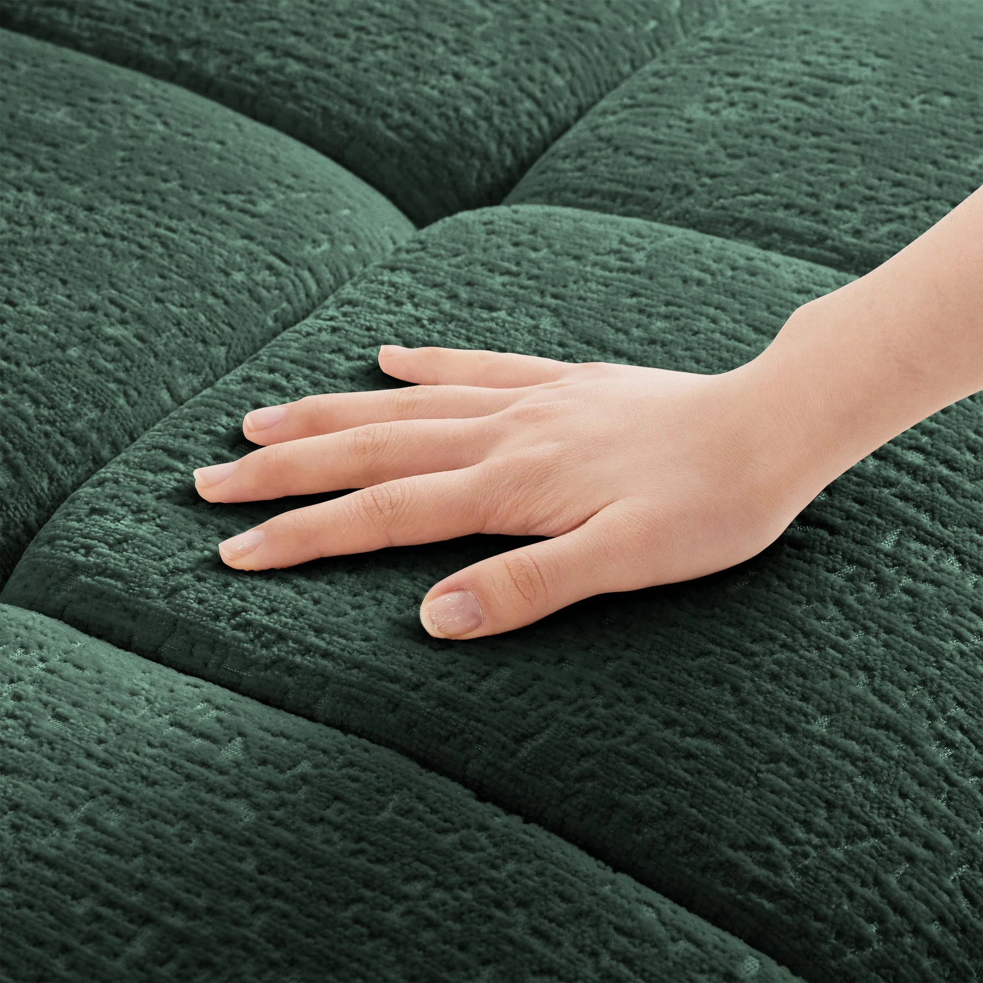 Ergonomic Single Seater Sofa with Ottoman in High-Green Chenille - Image 15