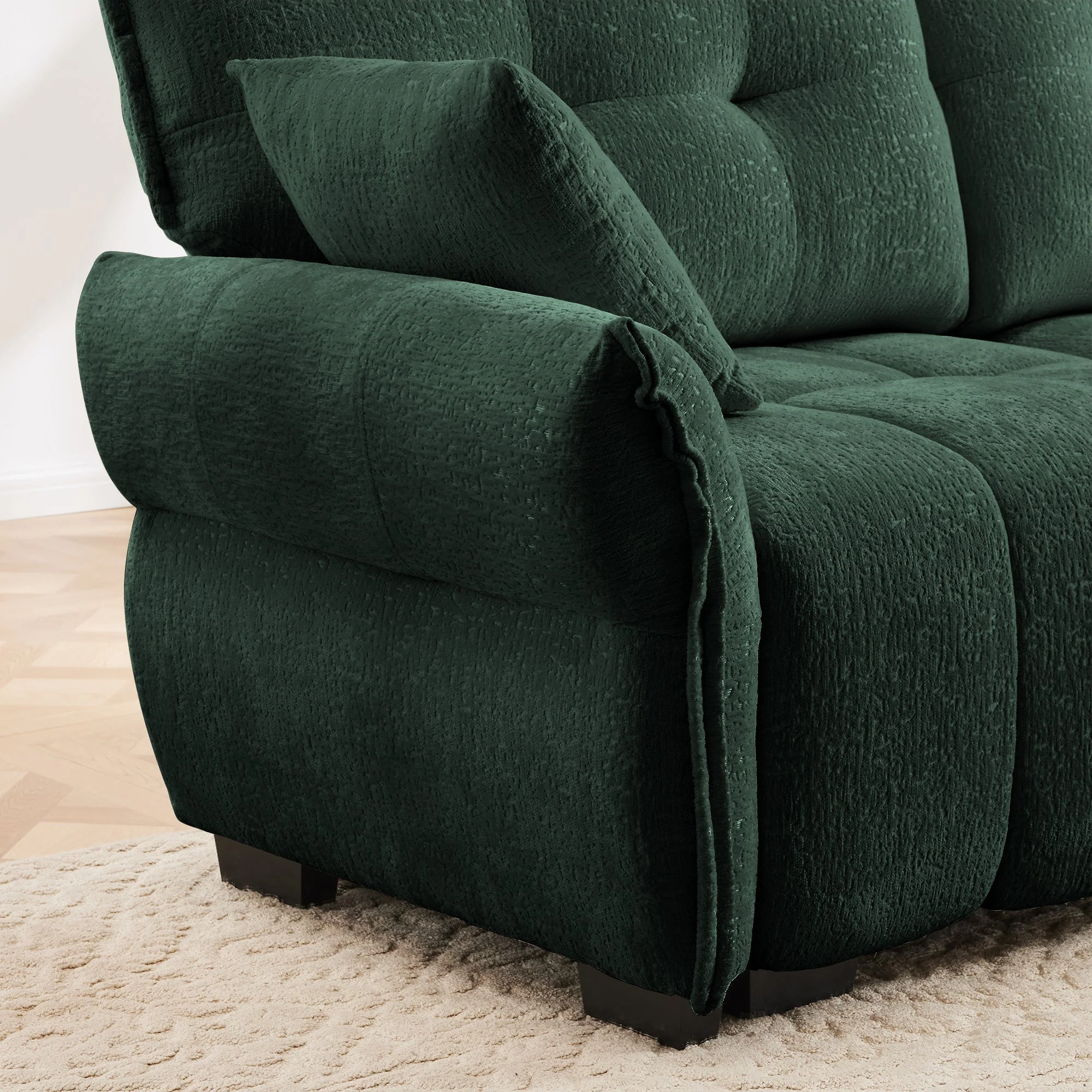 Ergonomic Single Seater Sofa with Ottoman in High-Green Chenille - Image 17