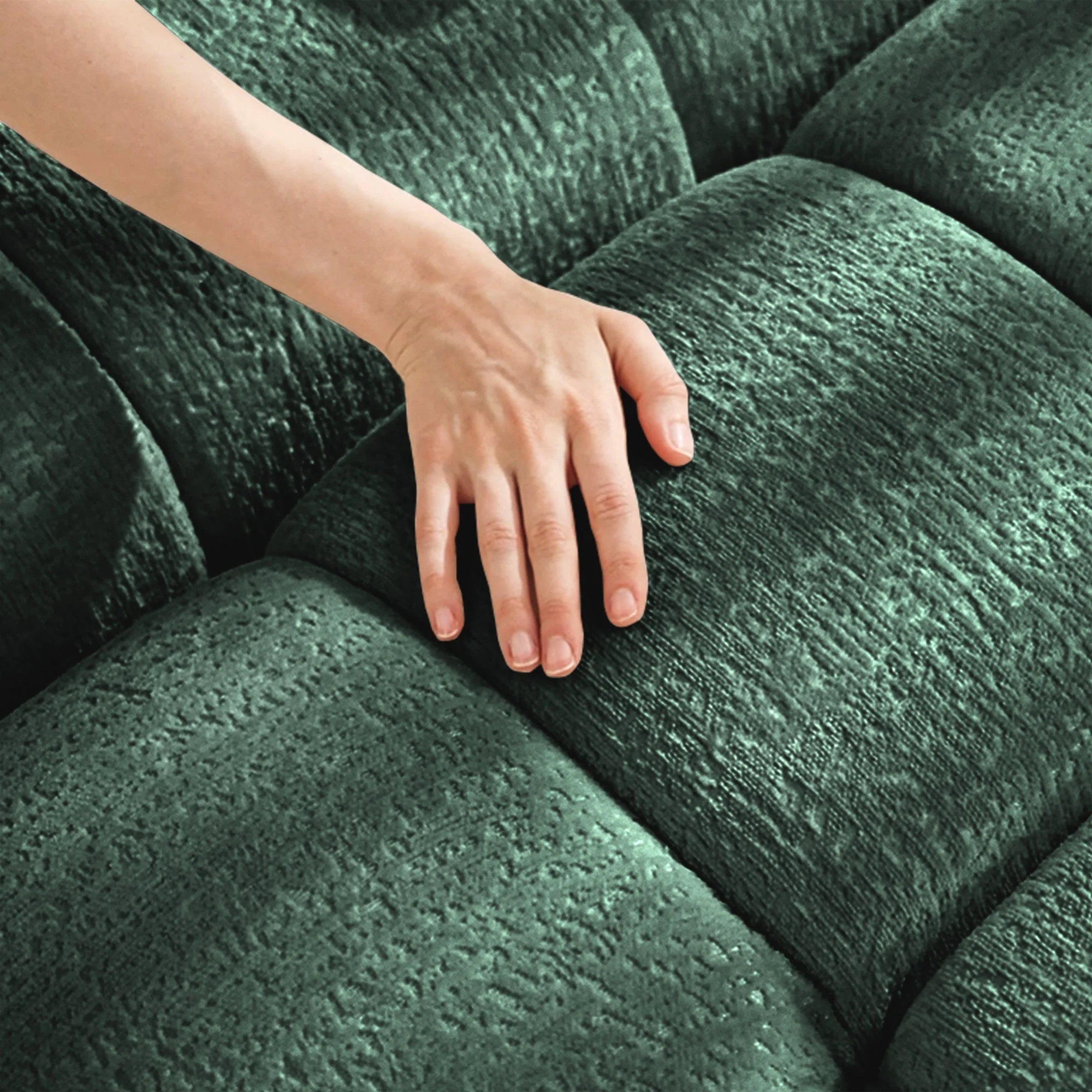 Ergonomic Single Seater Sofa with Ottoman in High-Green Chenille - Image 18