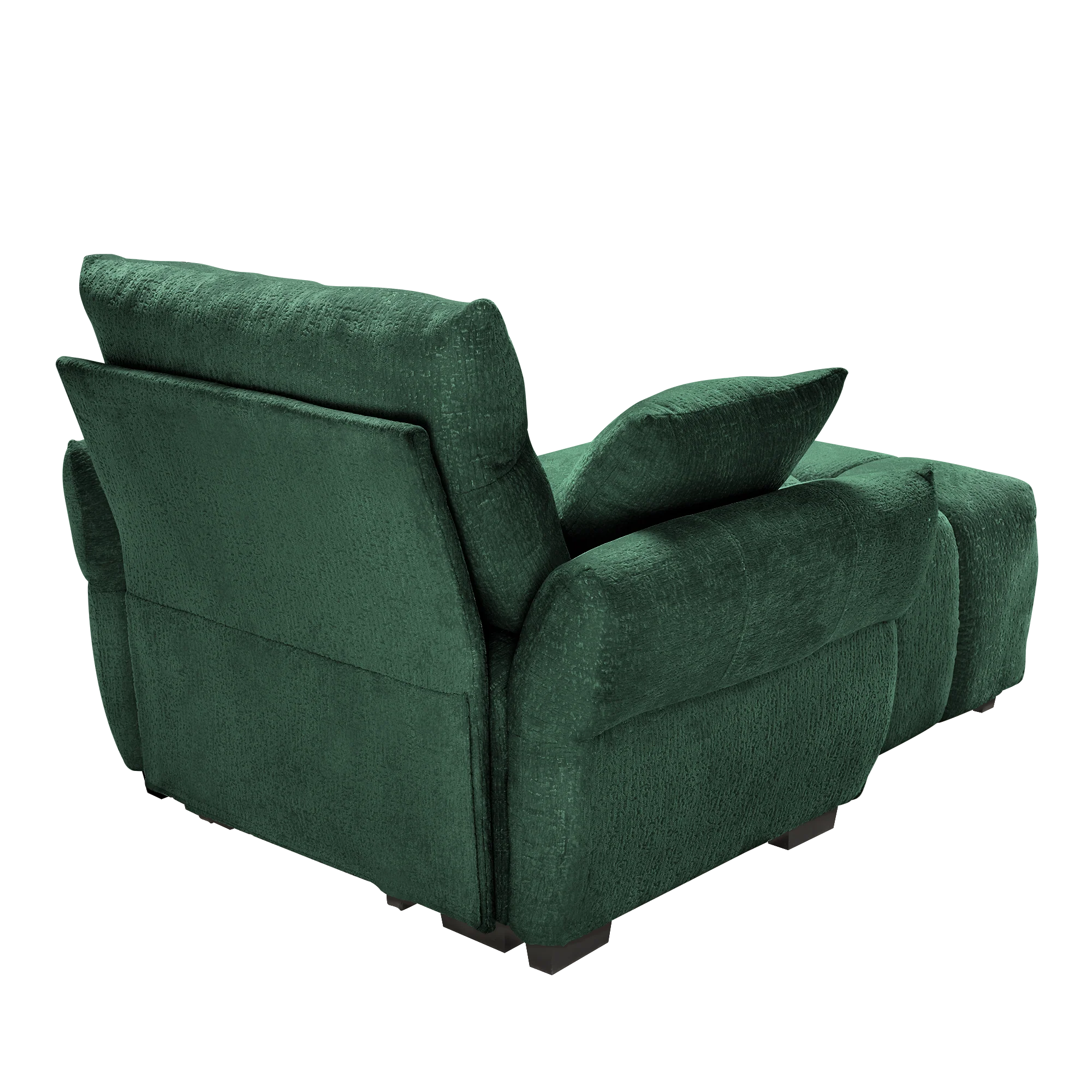Ergonomic Single Seater Sofa with Ottoman in High-Green Chenille - Image 7