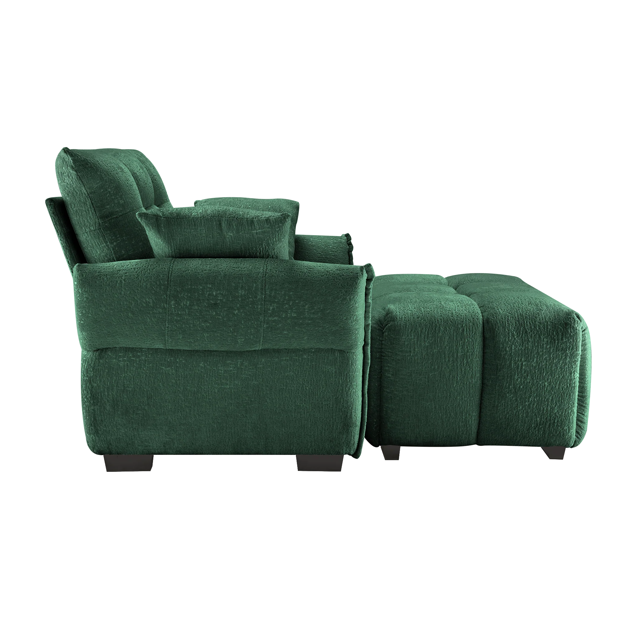 Ergonomic Single Seater Sofa with Ottoman in High-Green Chenille - Image 8