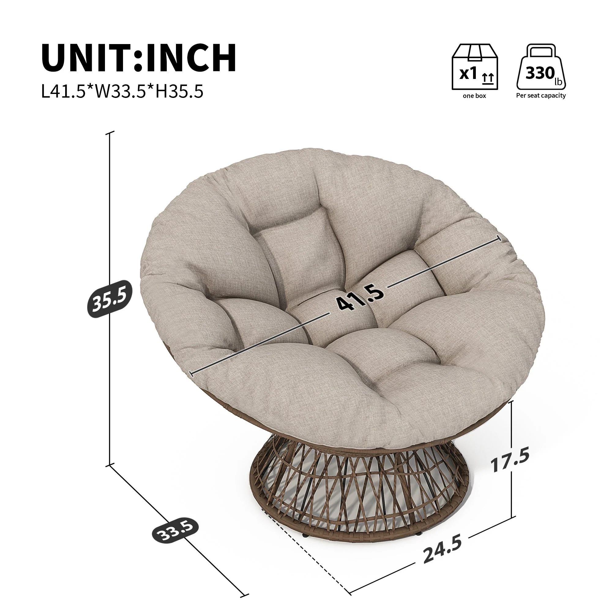 Ergonomic Wicker Chair with Cloud Density Cushion and Swivel - Image 3