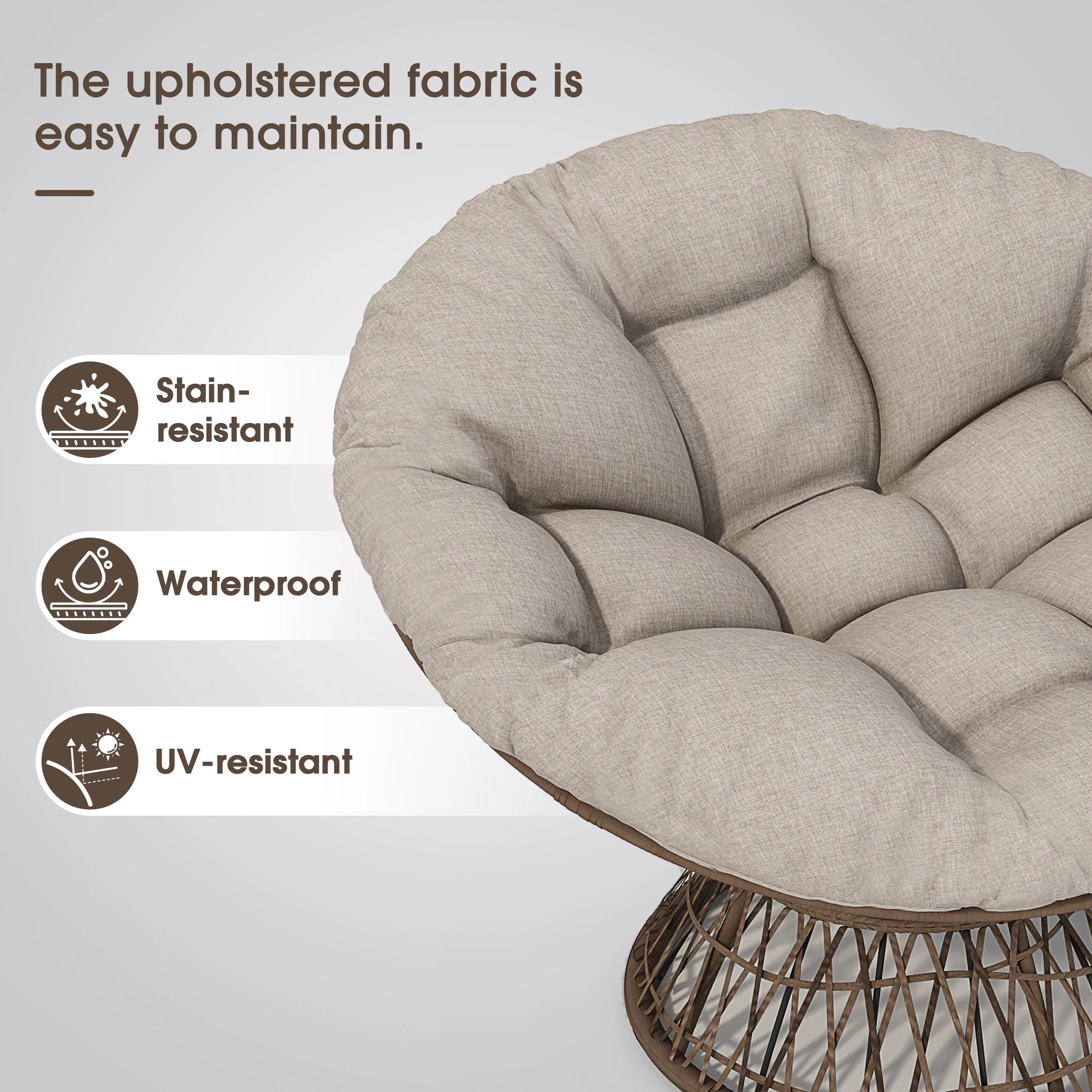 Ergonomic Wicker Chair with Cloud Density Cushion and Swivel - Image 5