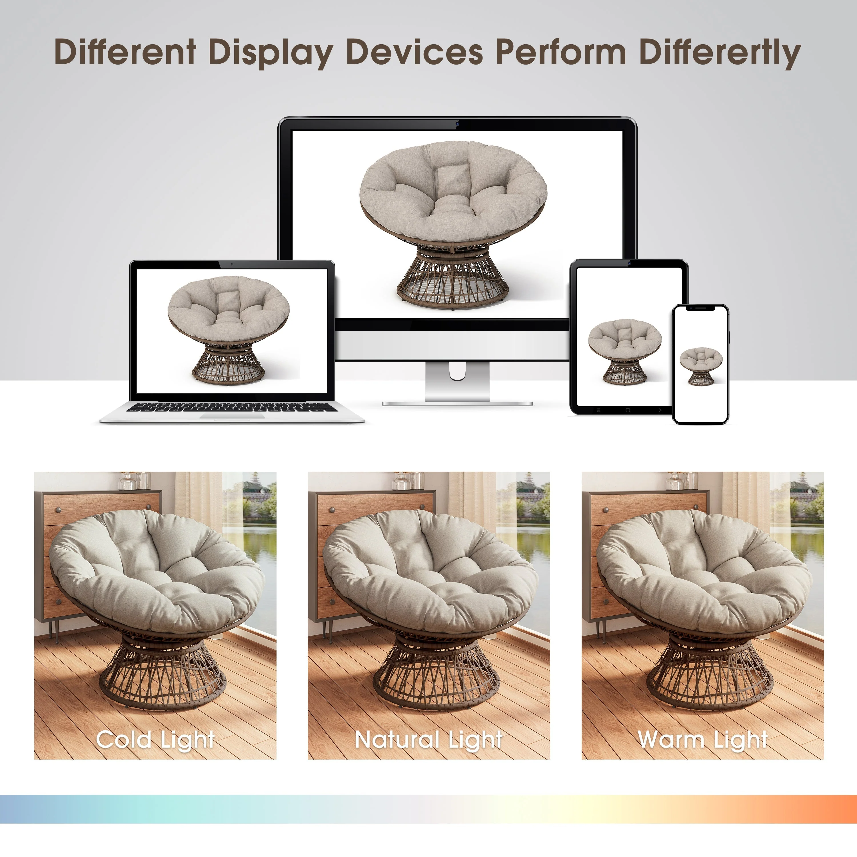 Ergonomic Wicker Chair with Cloud Density Cushion and Swivel - Image 7