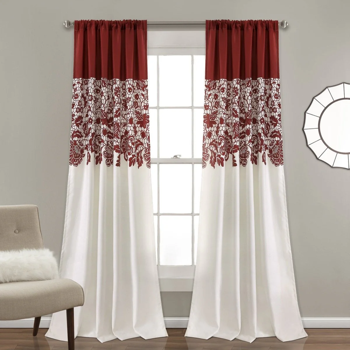 Estate Garden Print Room Darkening Window Curtain Set - Image 2
