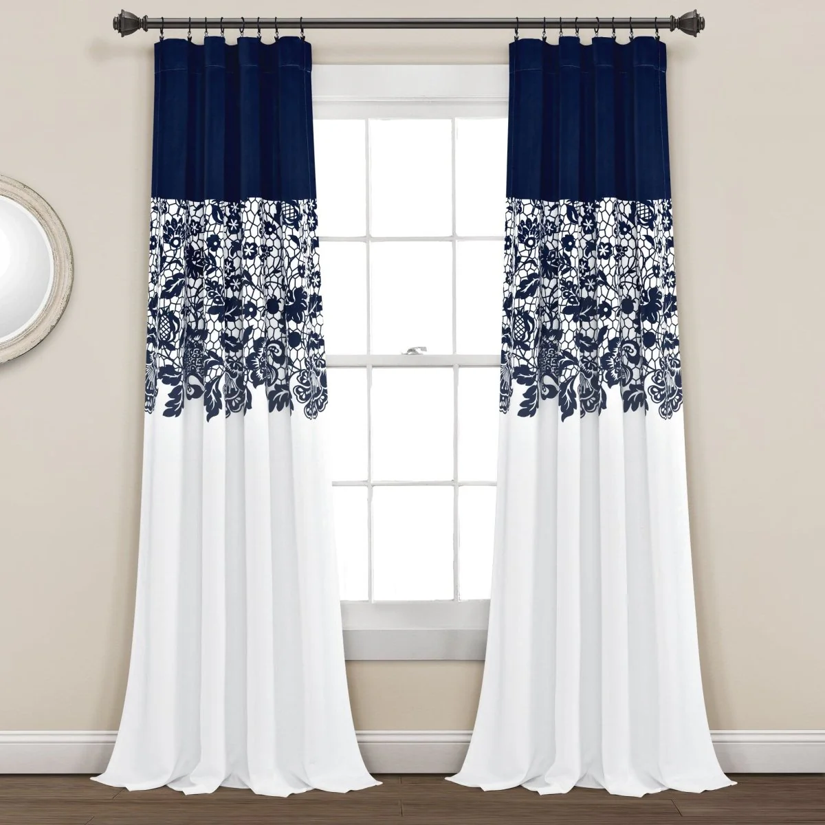 Estate Garden Print Room Darkening Window Curtain Set - Image 4