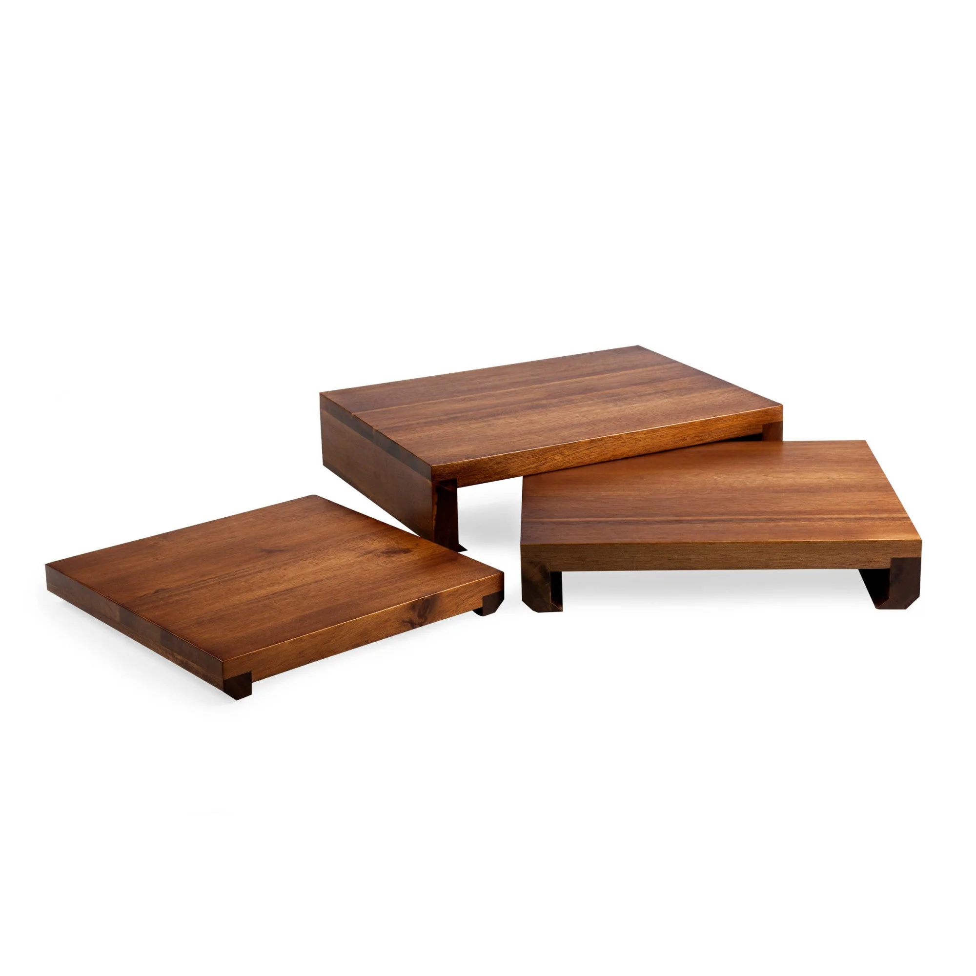 Etage Set Of 3 Acacia Serving Pedestals - Image 3