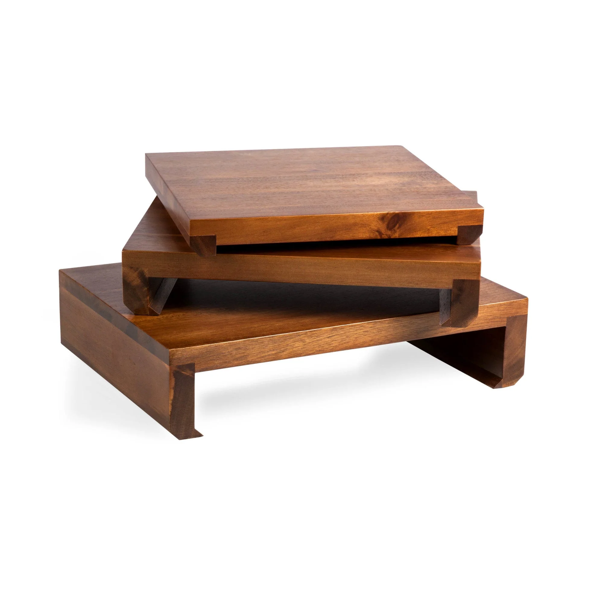 Etage Set Of 3 Acacia Serving Pedestals - Image 4